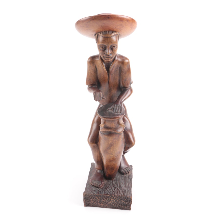 Vintage Hand Carved Wooden Figurine From Haiti