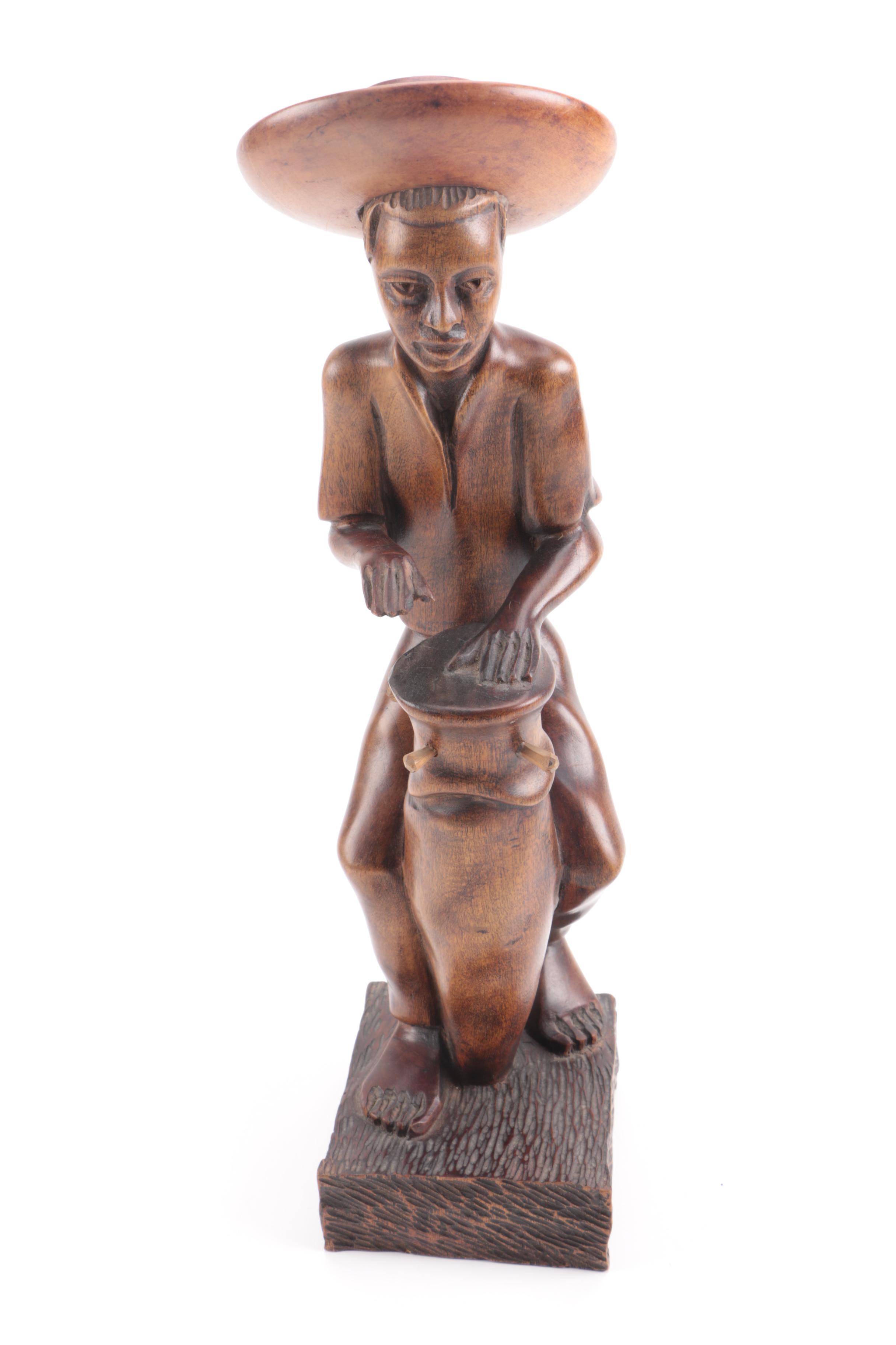 Vintage Hand Carved Wooden Figurine From Haiti