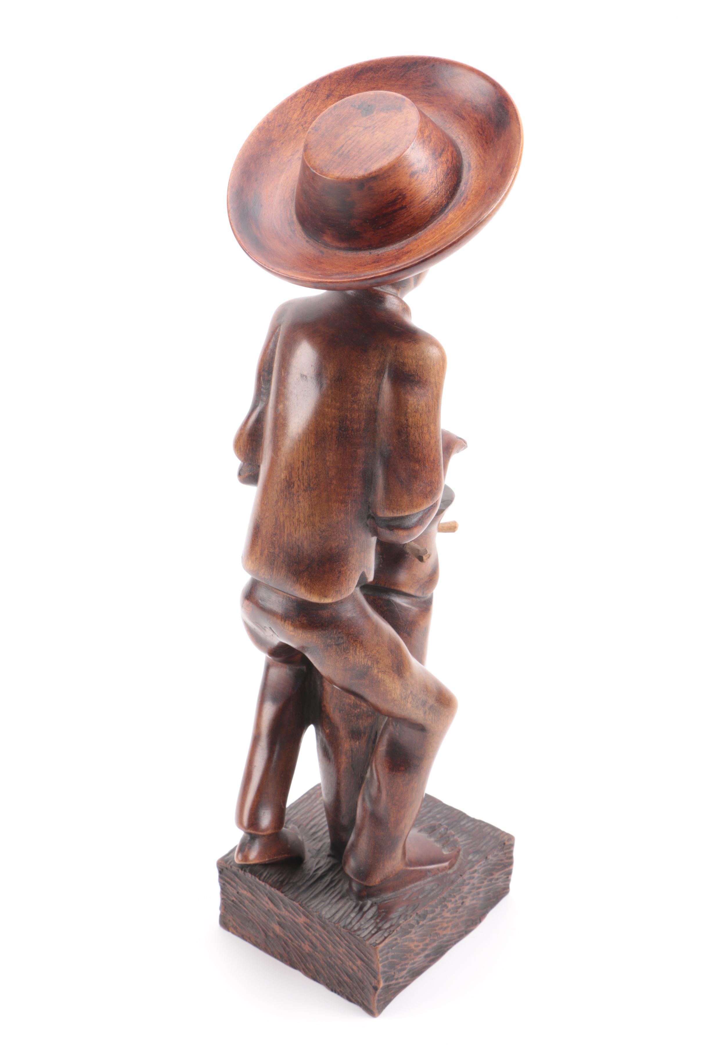 Vintage Hand Carved Wooden Figurine From Haiti