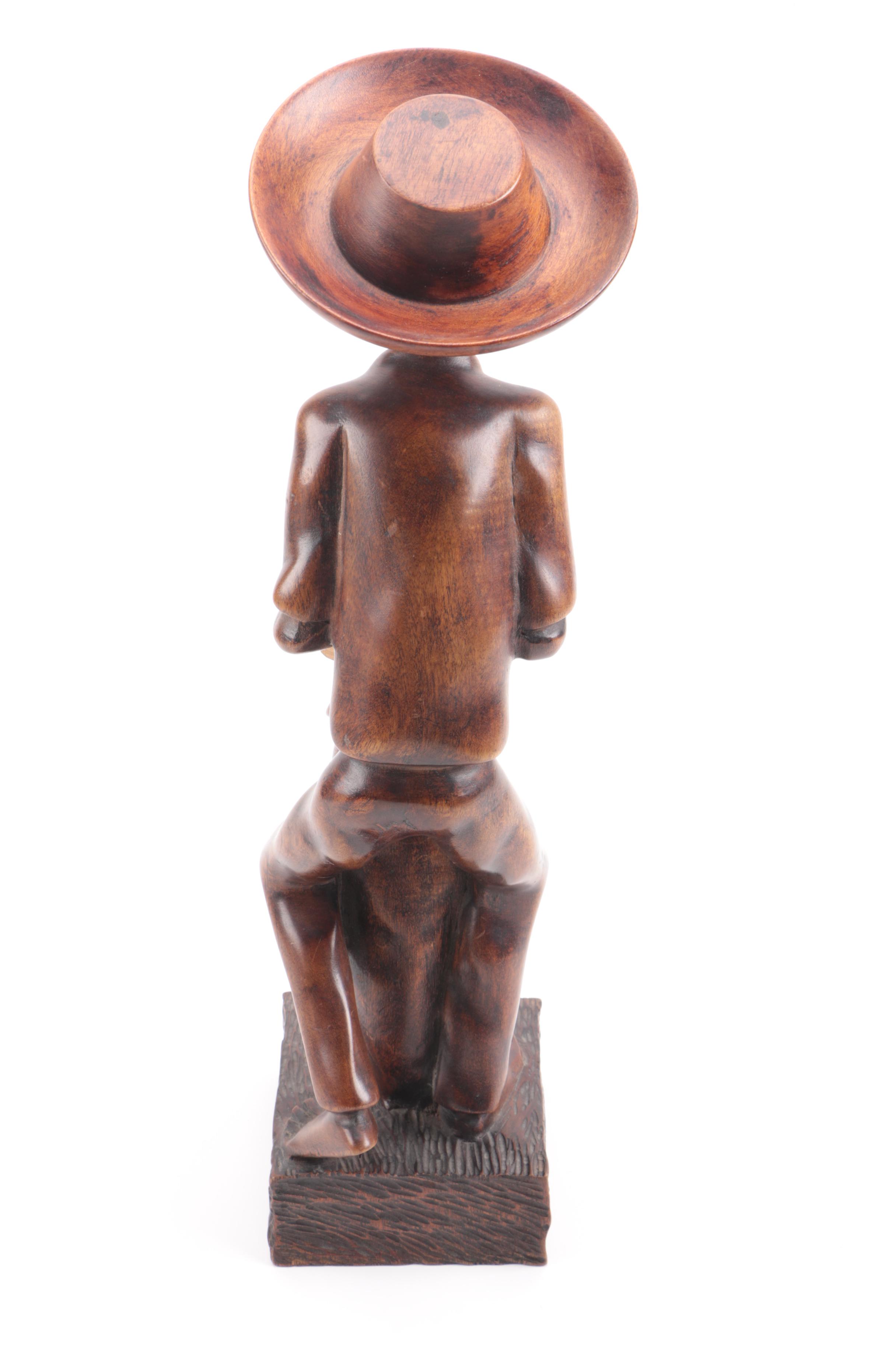 Vintage Hand Carved Wooden Figurine From Haiti