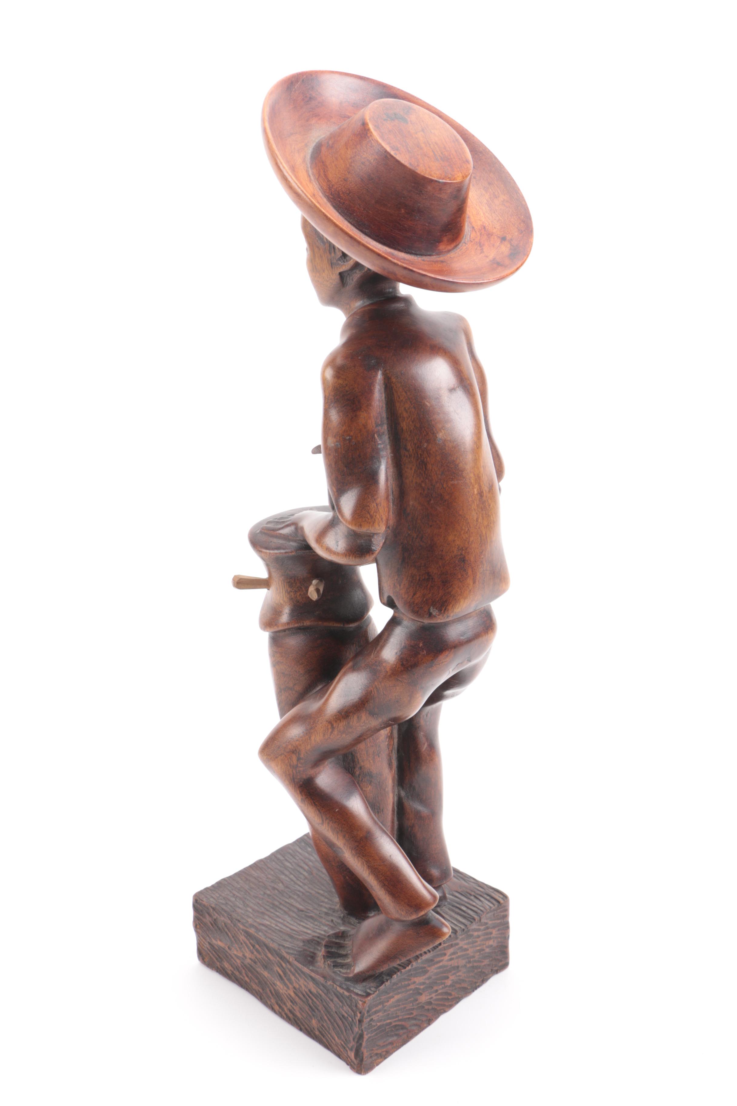 Vintage Hand Carved Wooden Figurine From Haiti