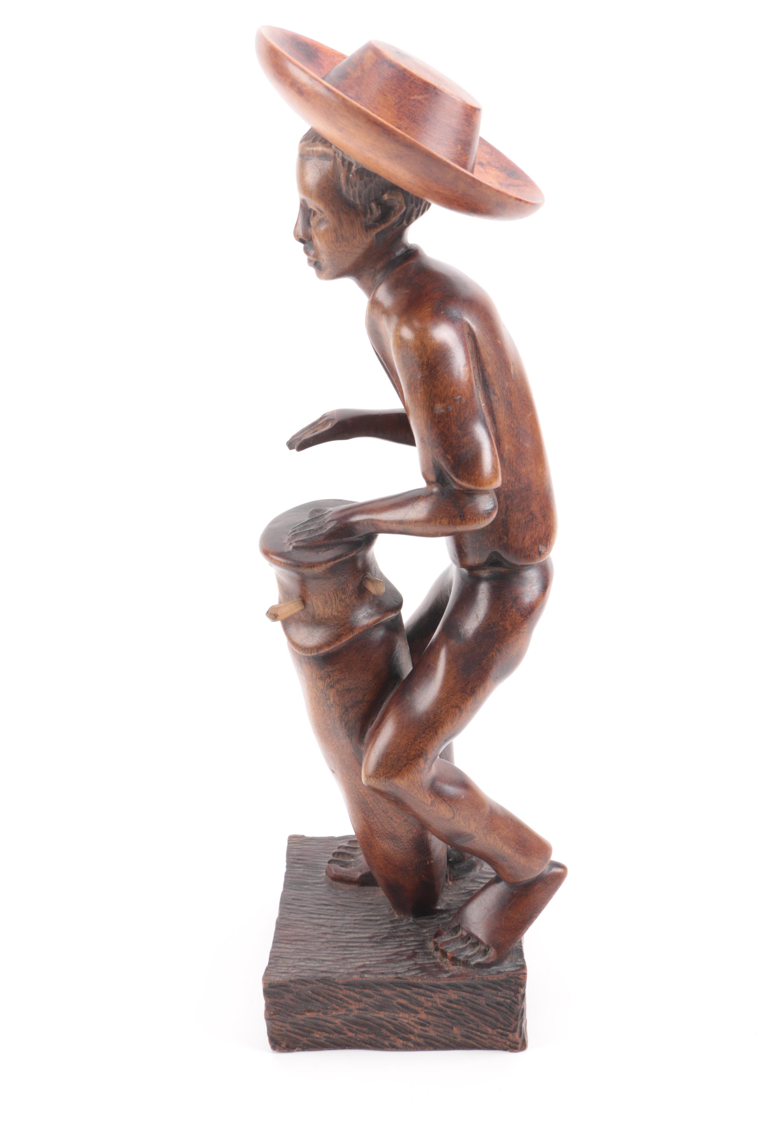 Vintage Hand Carved Wooden Figurine From Haiti