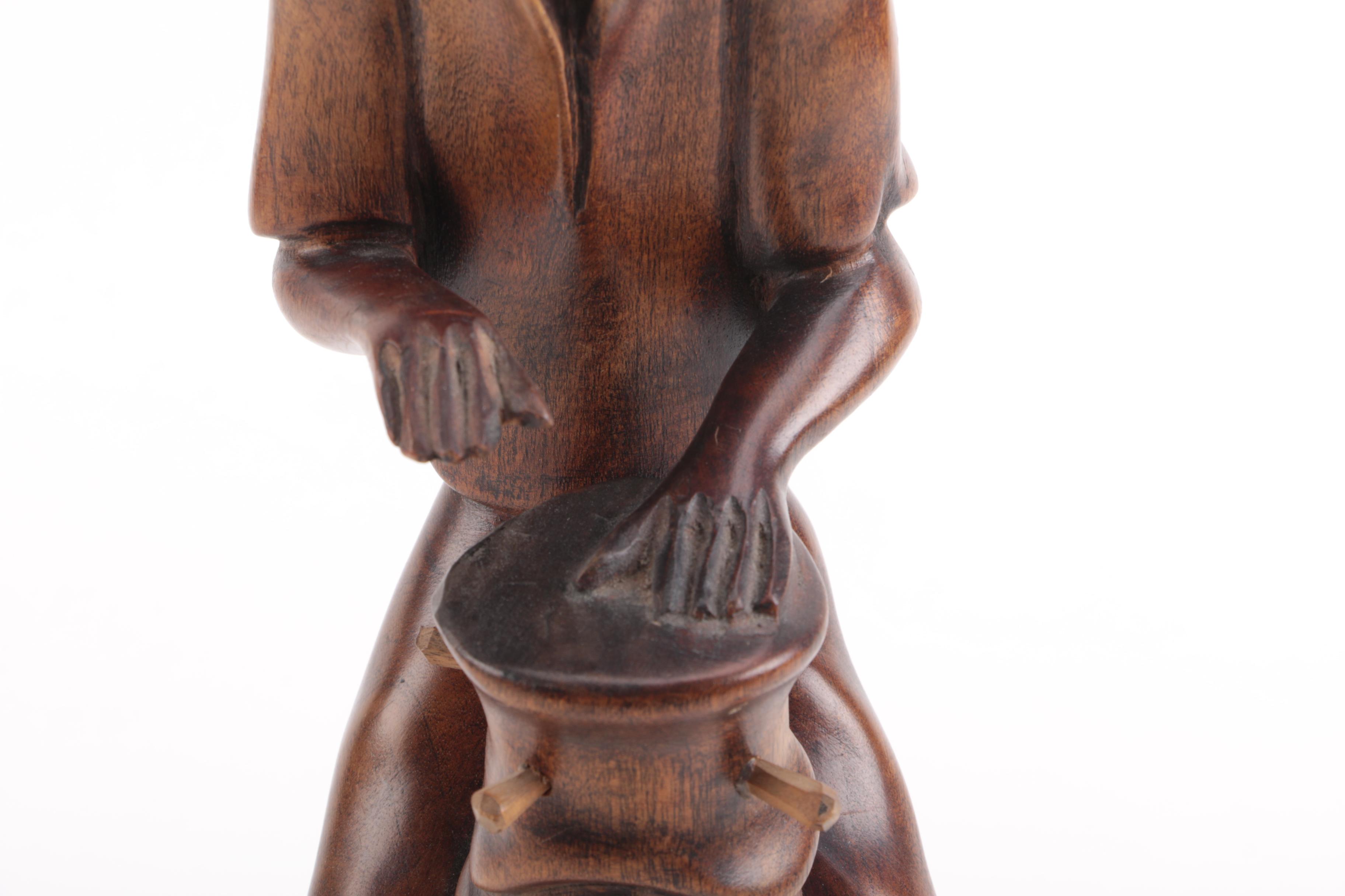Vintage Hand Carved Wooden Figurine From Haiti