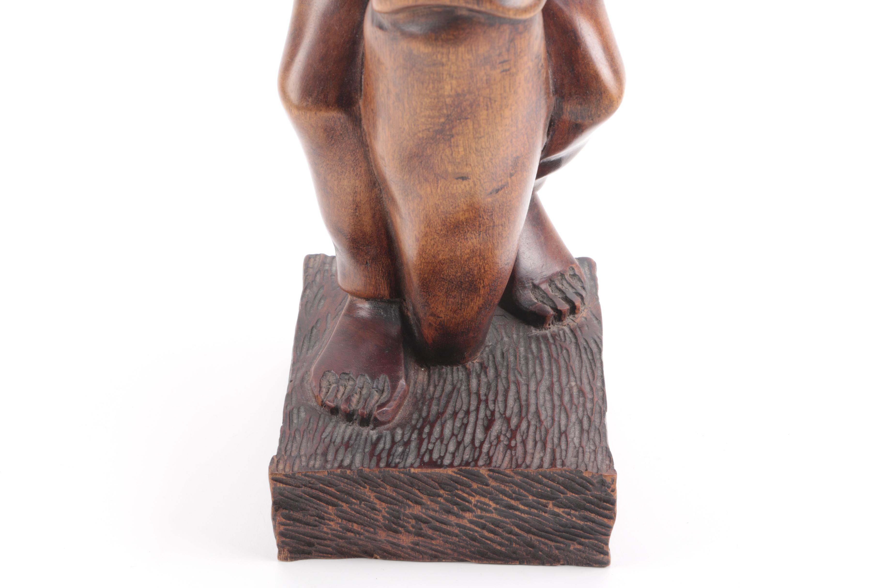 Vintage Hand Carved Wooden Figurine From Haiti