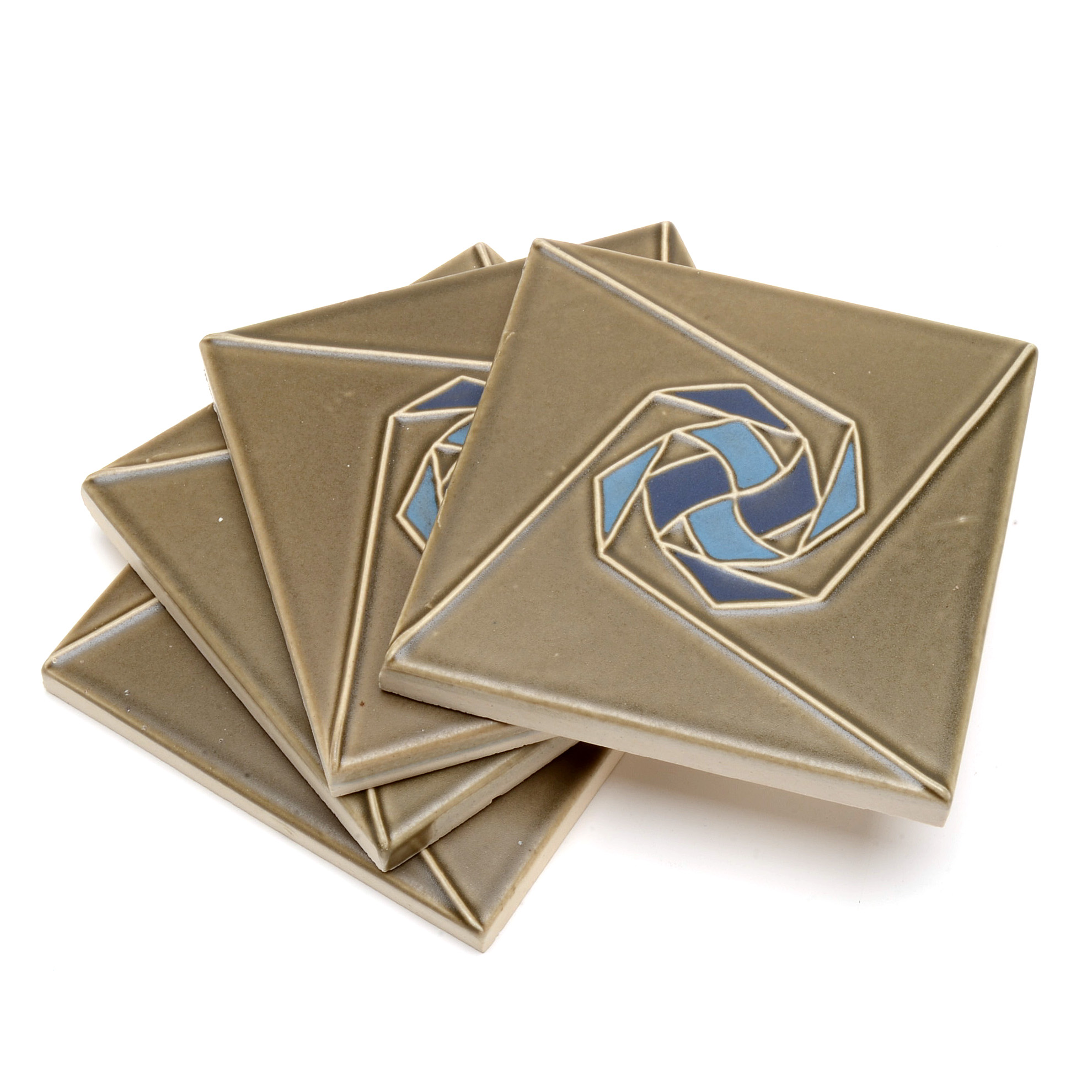 Group of Four "Melody" Patterned Rookwood Tiles