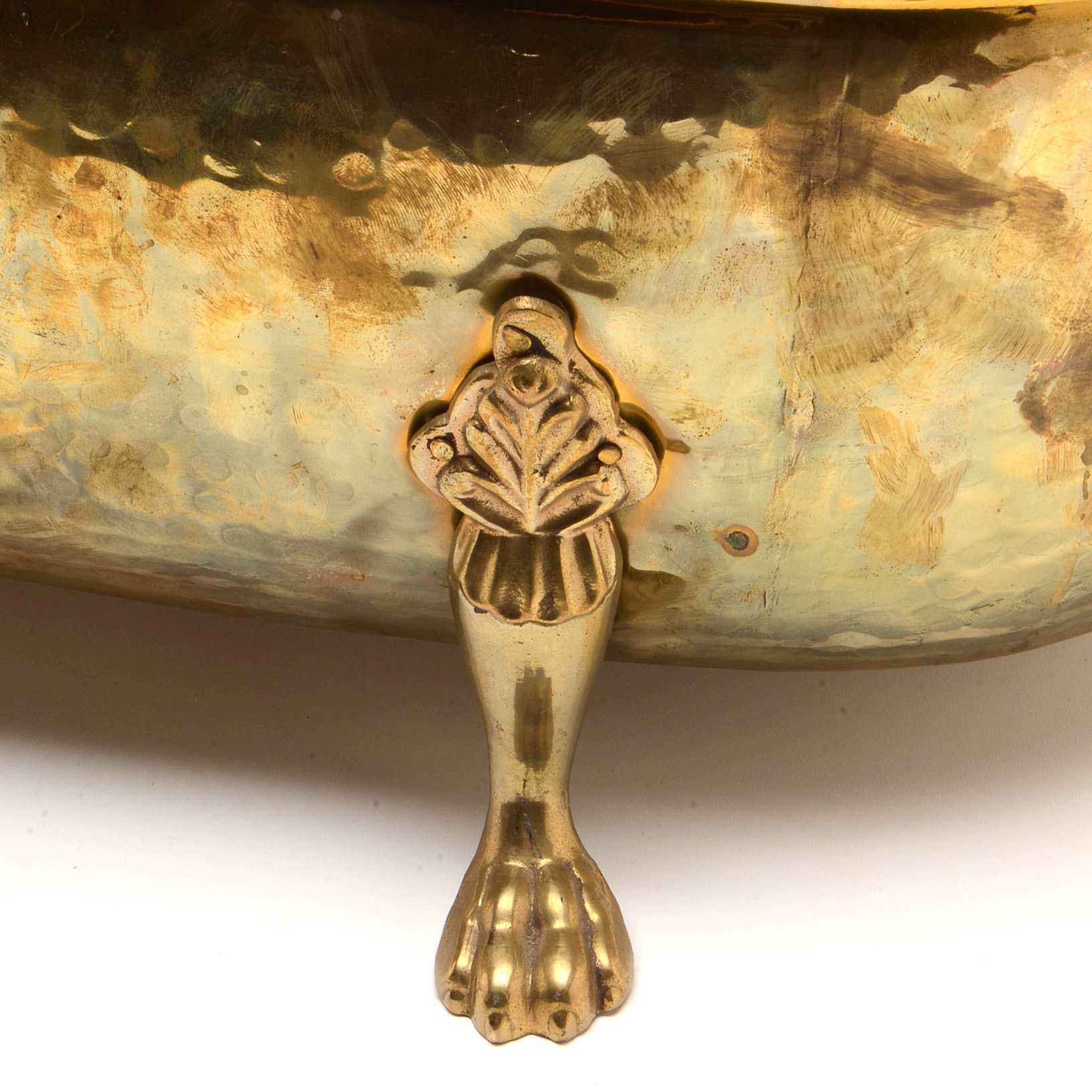 Brass Hammered Planter with Claw Feet