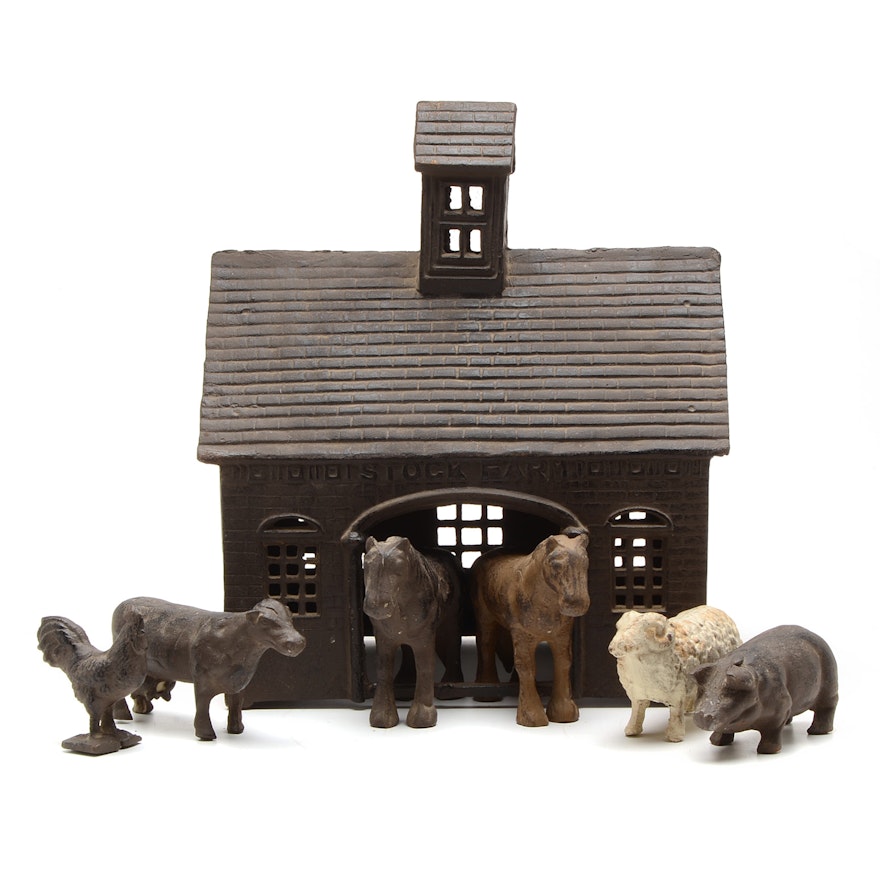 Cast Iron Stock Farm Barn and Animals