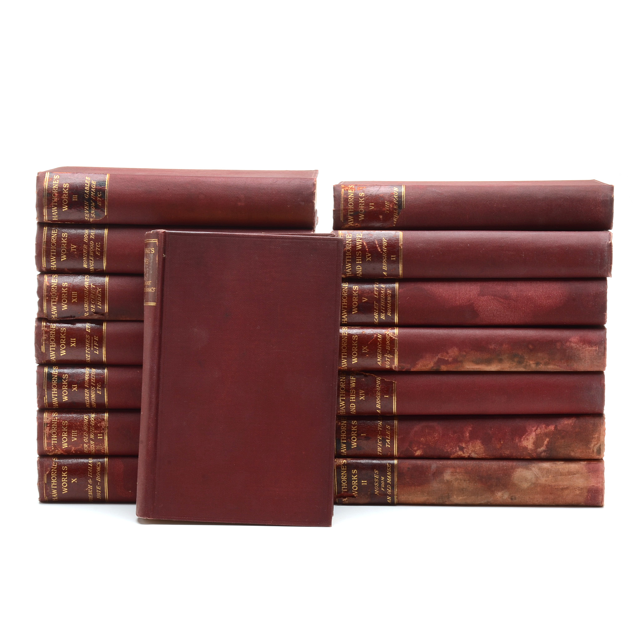 Set of Antique Hardcover "Works of Nathaniel Hawthorne"
