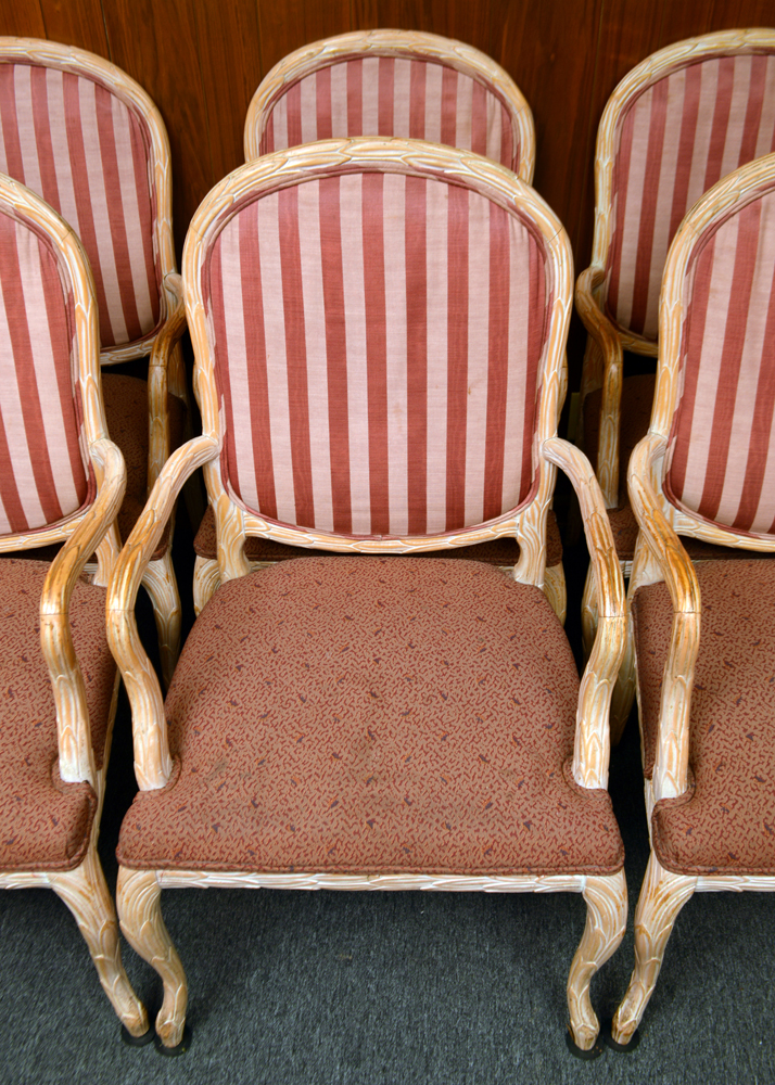 Vintage Louis XV Style Upholstered Dining Chairs
