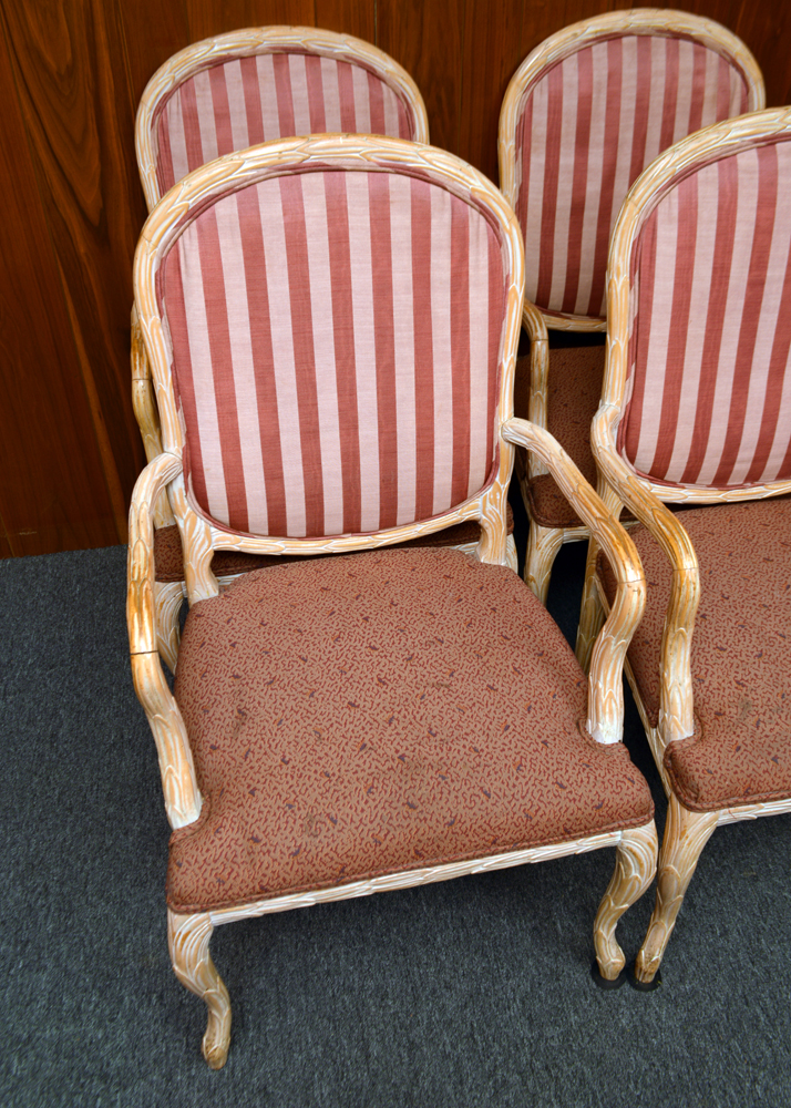 Vintage Louis XV Style Upholstered Dining Chairs