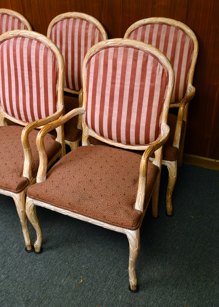 Vintage Louis XV Style Upholstered Dining Chairs