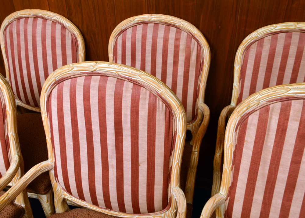 Vintage Louis XV Style Upholstered Dining Chairs