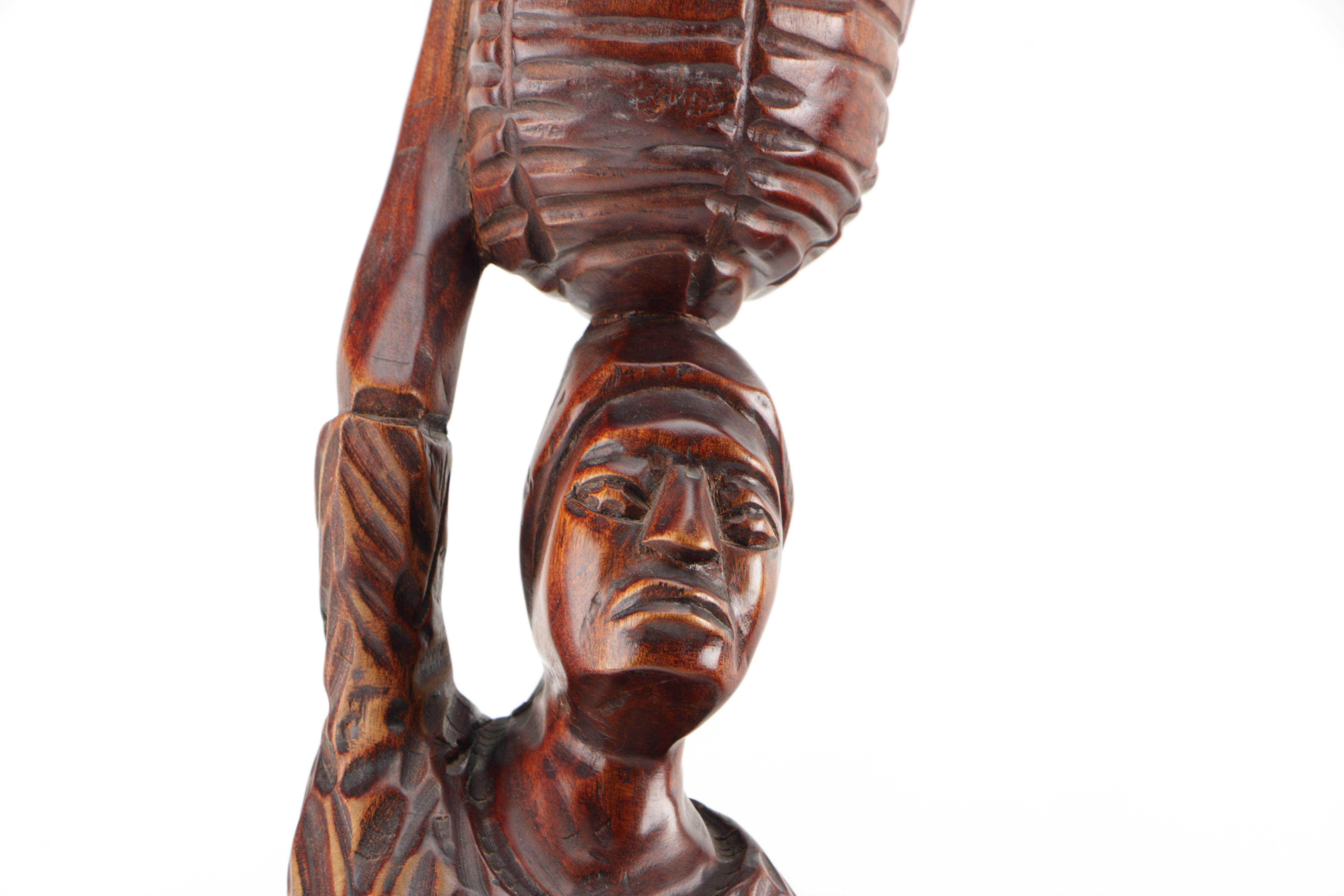 Vintage African Woman Hand Carved and Signed Figurine