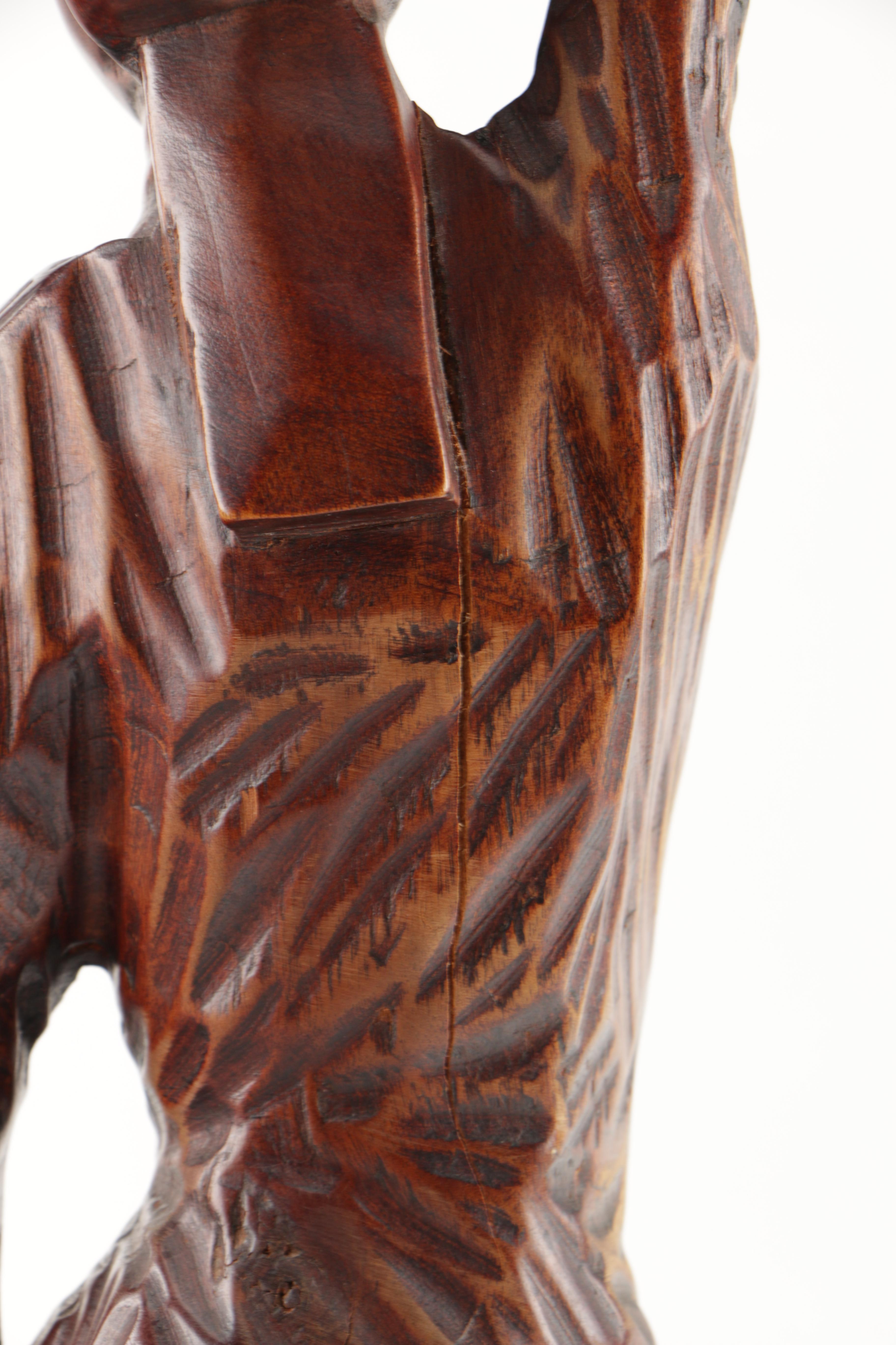 Vintage African Woman Hand Carved and Signed Figurine