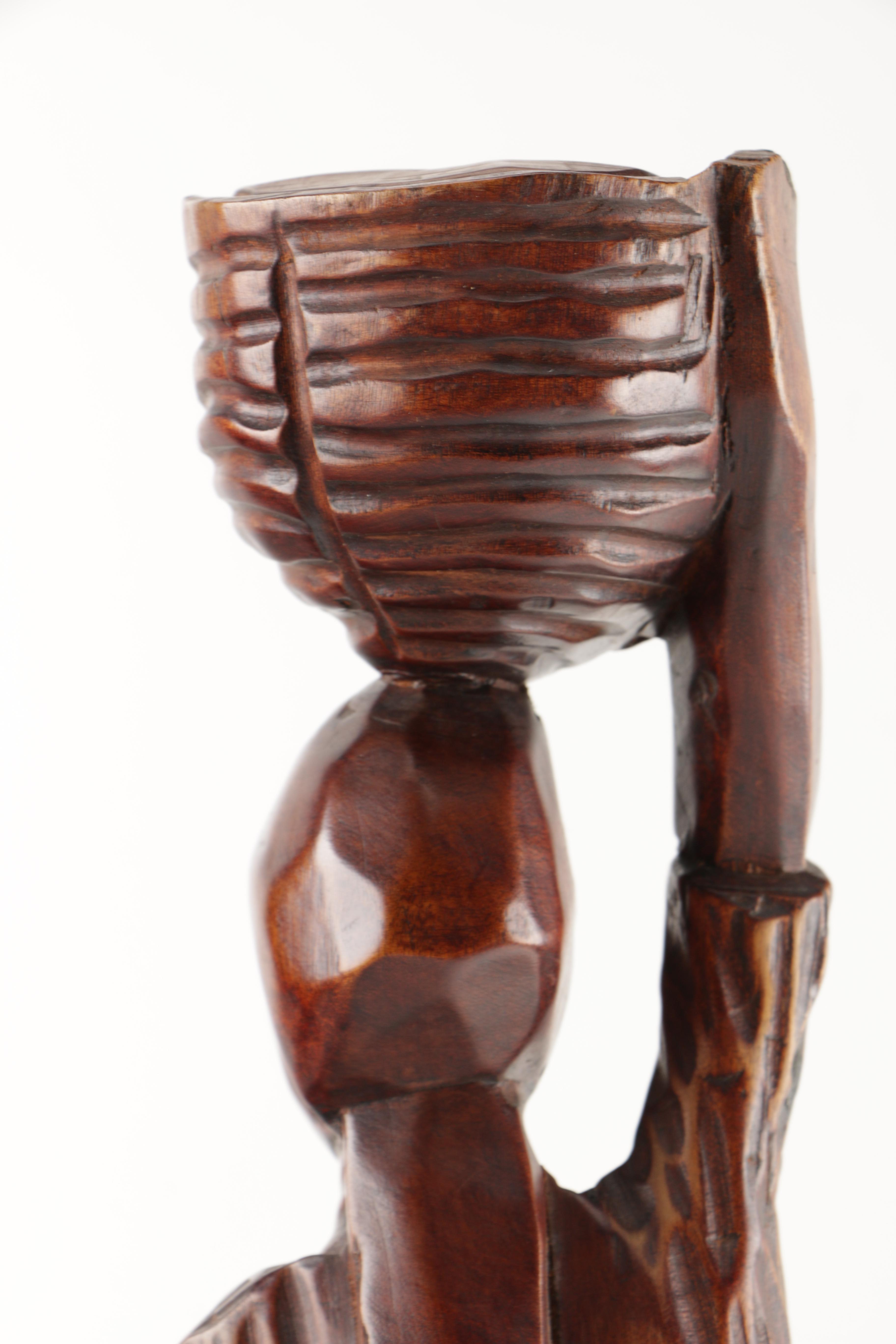 Vintage African Woman Hand Carved and Signed Figurine