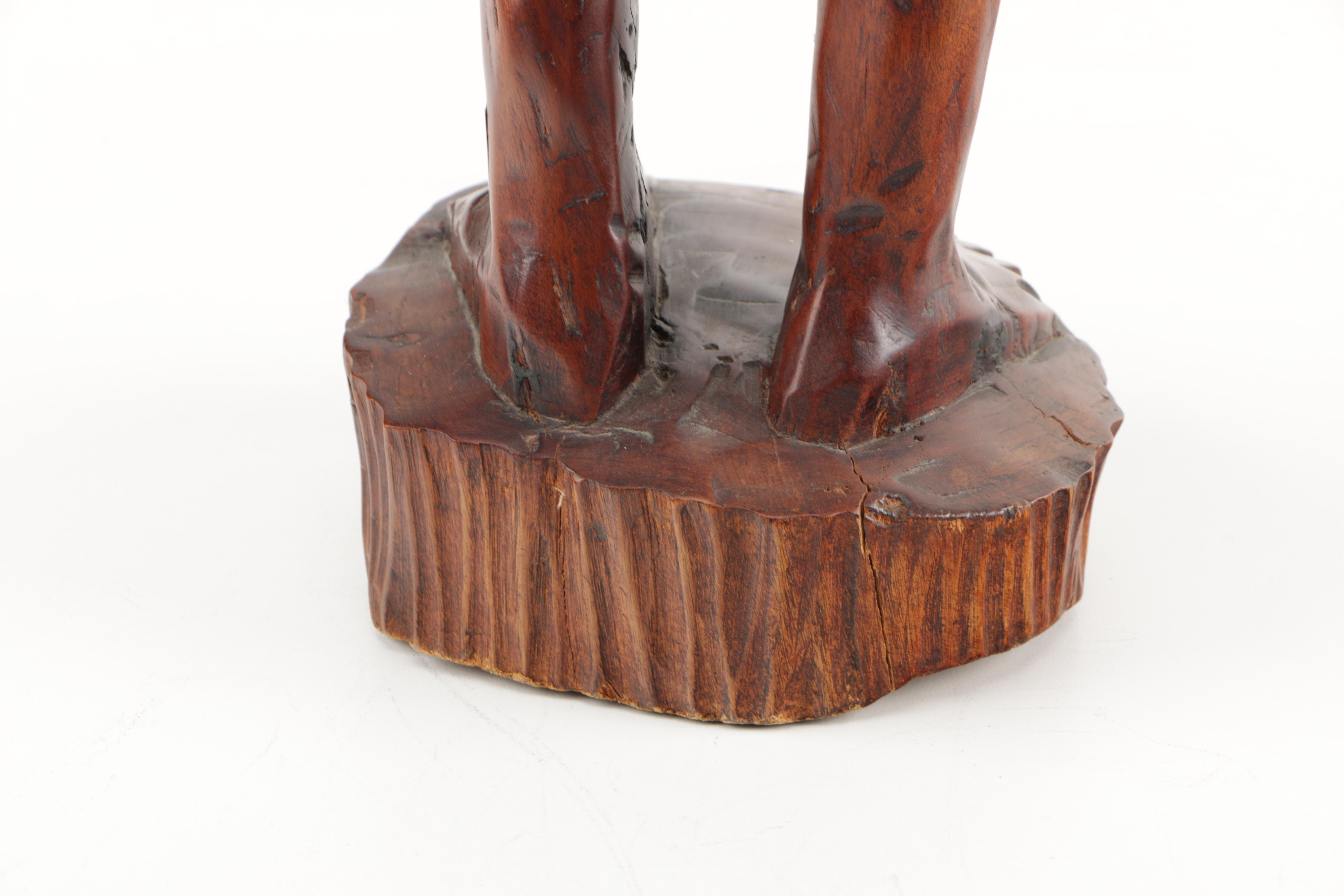 Vintage African Woman Hand Carved and Signed Figurine