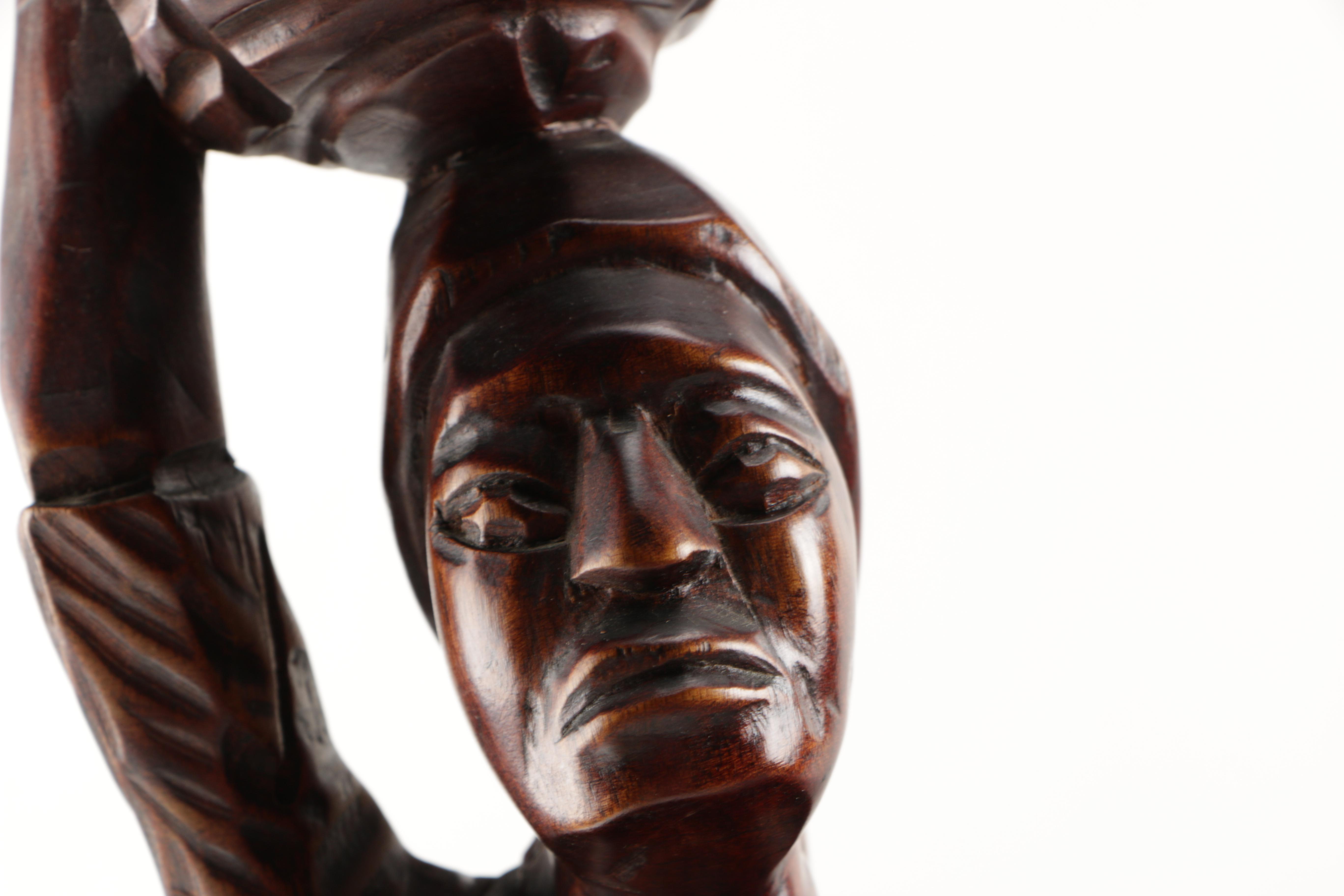 Vintage African Woman Hand Carved and Signed Figurine