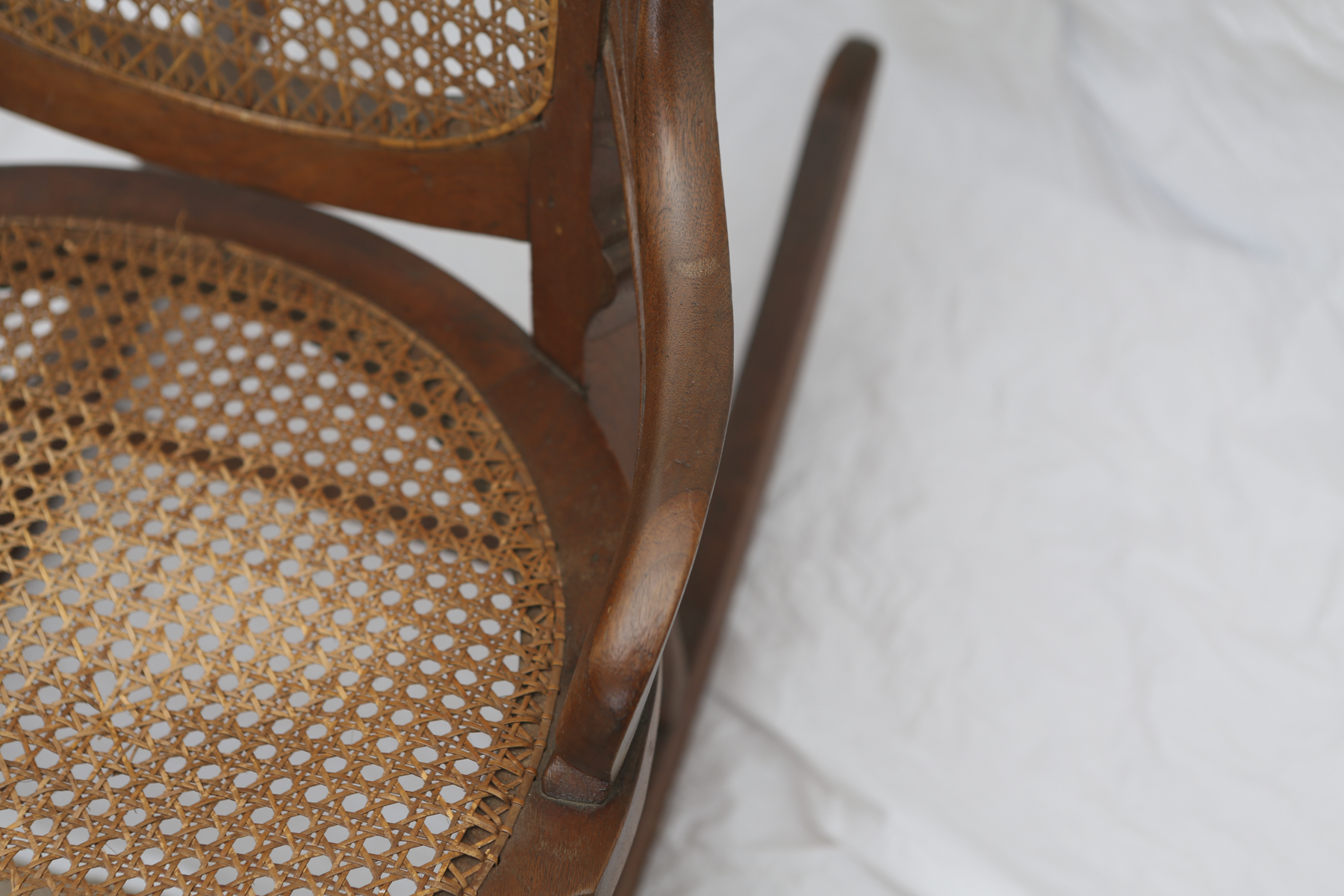 Antique Cane Back Wooden Rocking Chair