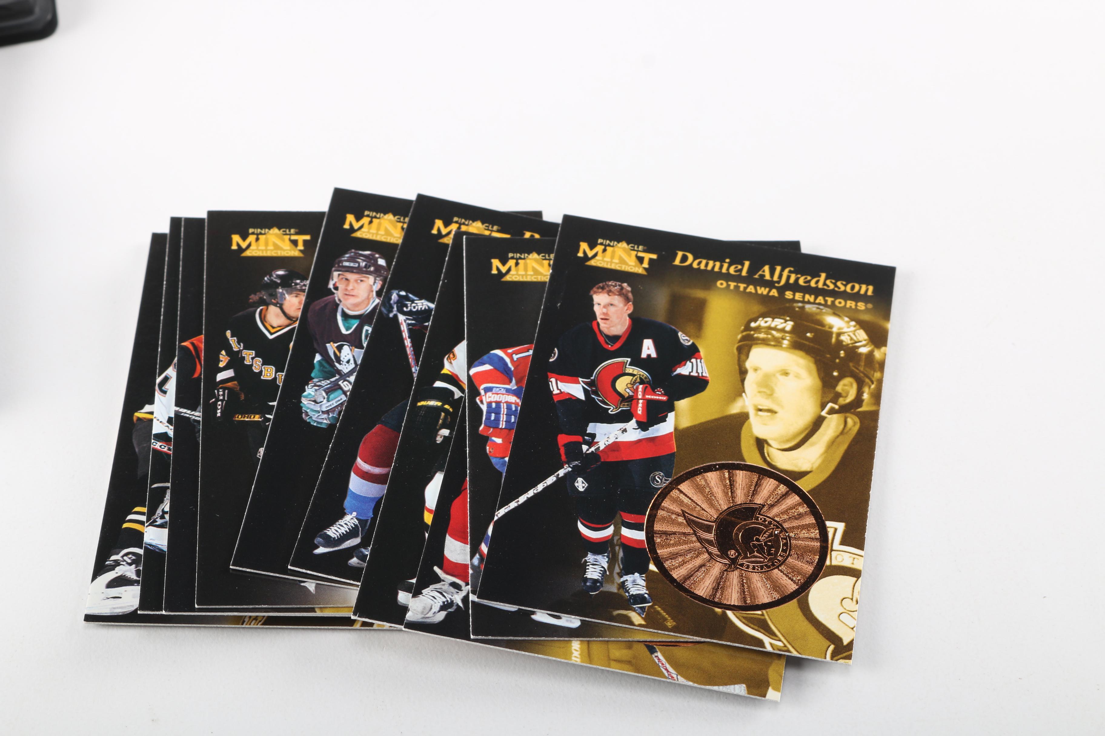 Assortment of 1990s Hockey Cards and Coins