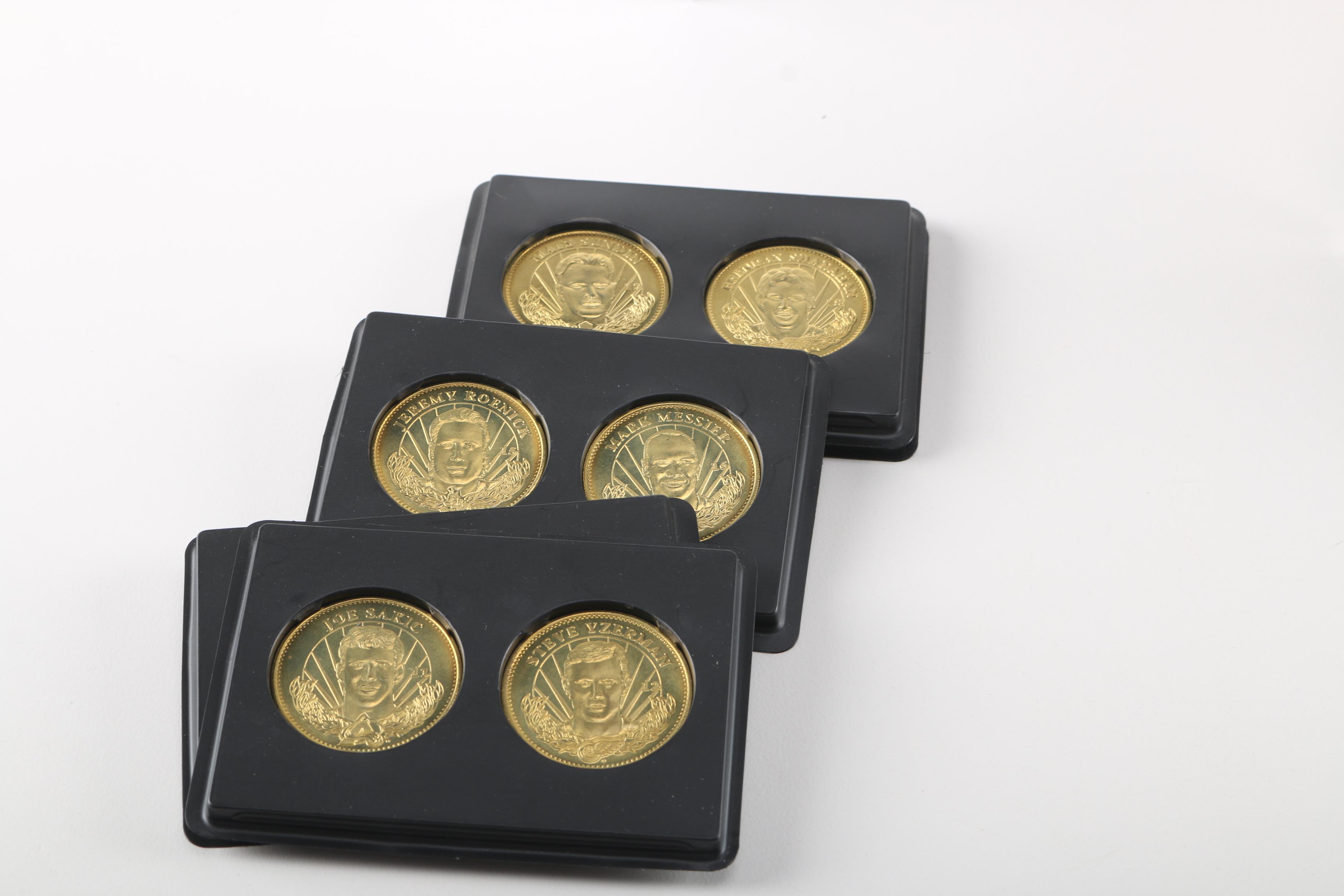 Assortment of 1990s Hockey Cards and Coins