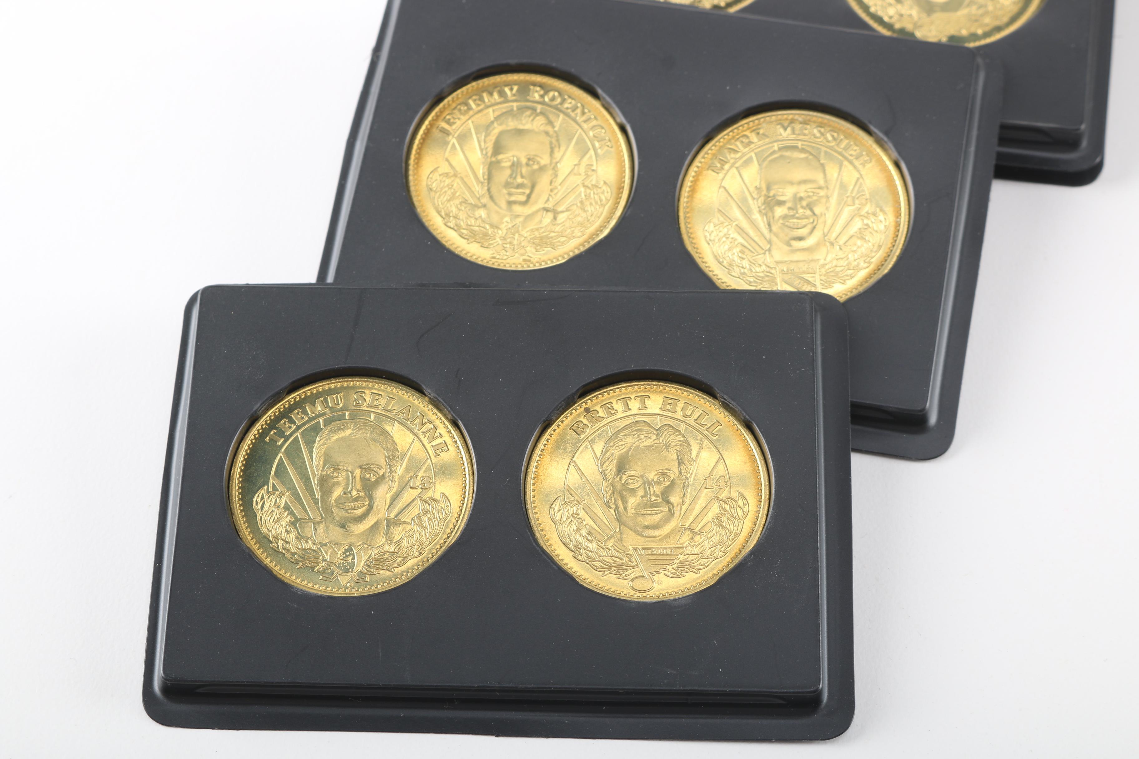 Assortment of 1990s Hockey Cards and Coins