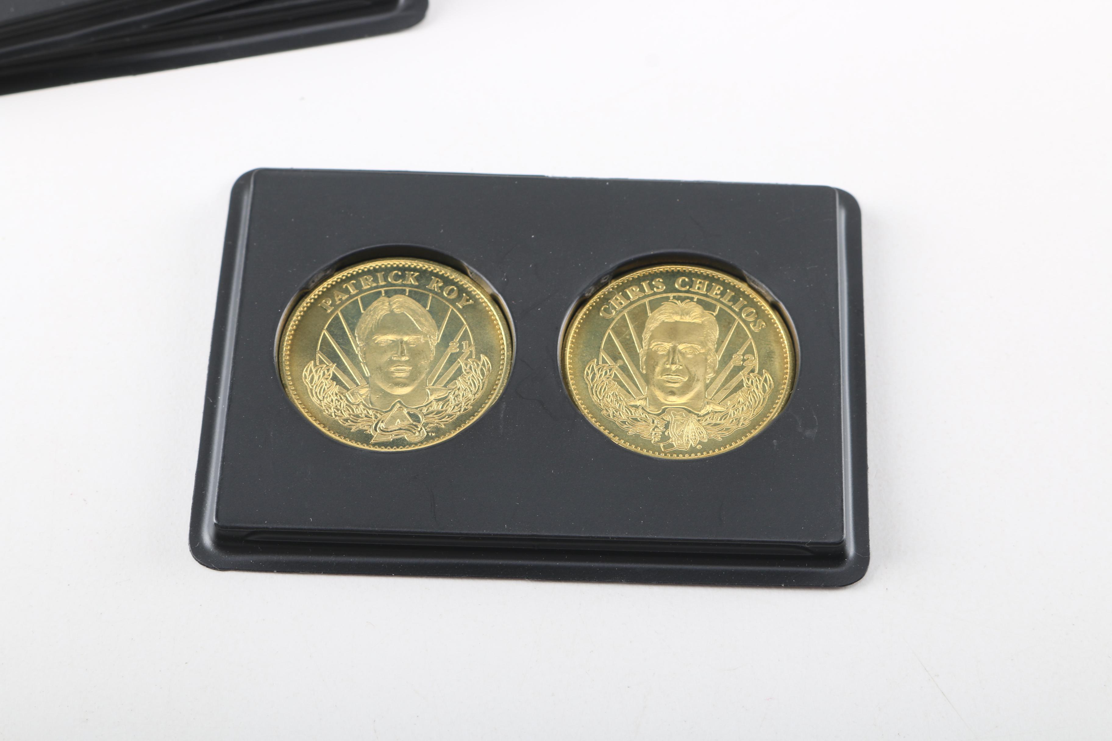 Assortment of 1990s Hockey Cards and Coins