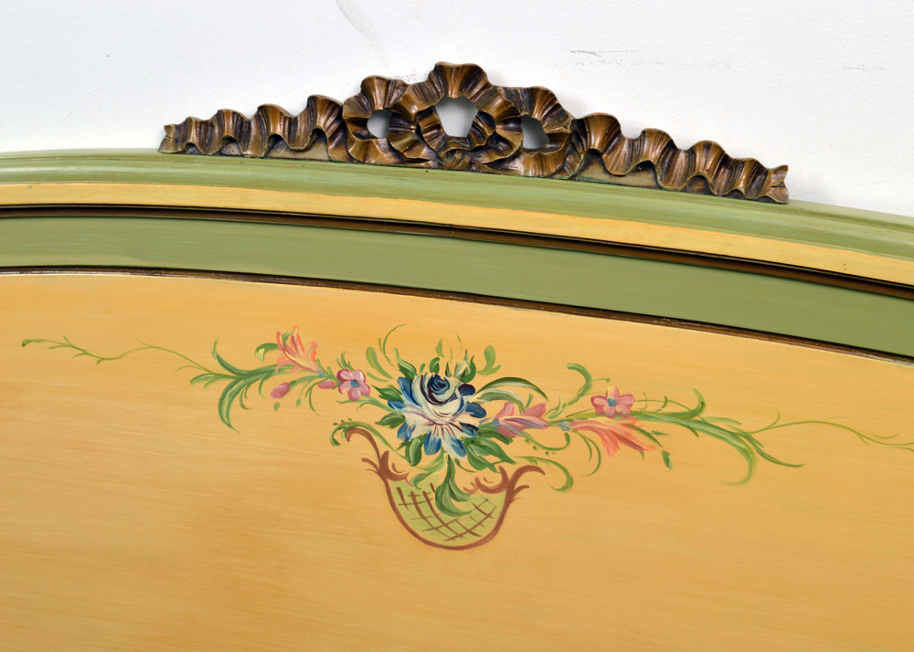 Vintage French Provincial Style Hand Painted Queen Size Bed Frame