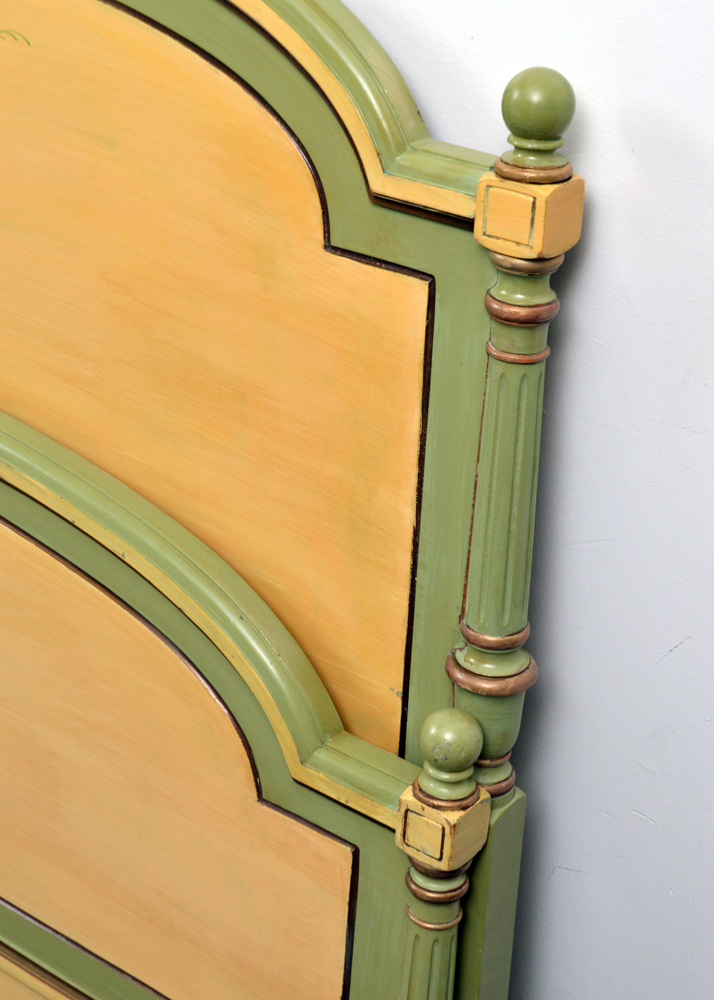 Vintage French Provincial Style Hand Painted Queen Size Bed Frame