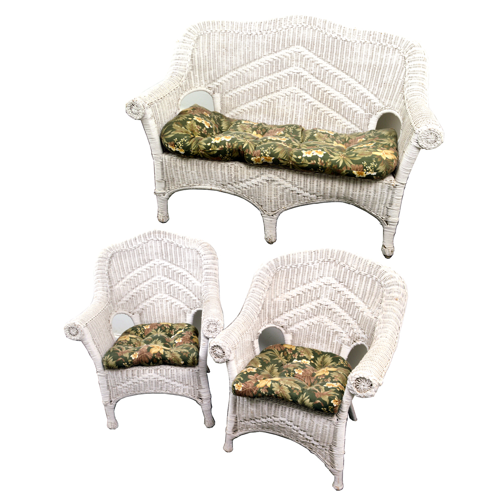 Vintage Wicker Loveseat and Armchairs