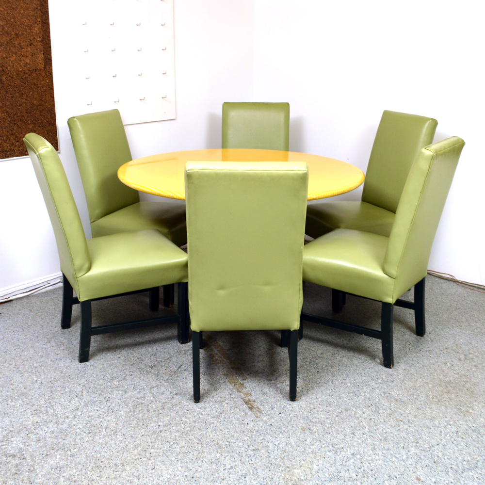 Green Vinyl Side Chairs and Table