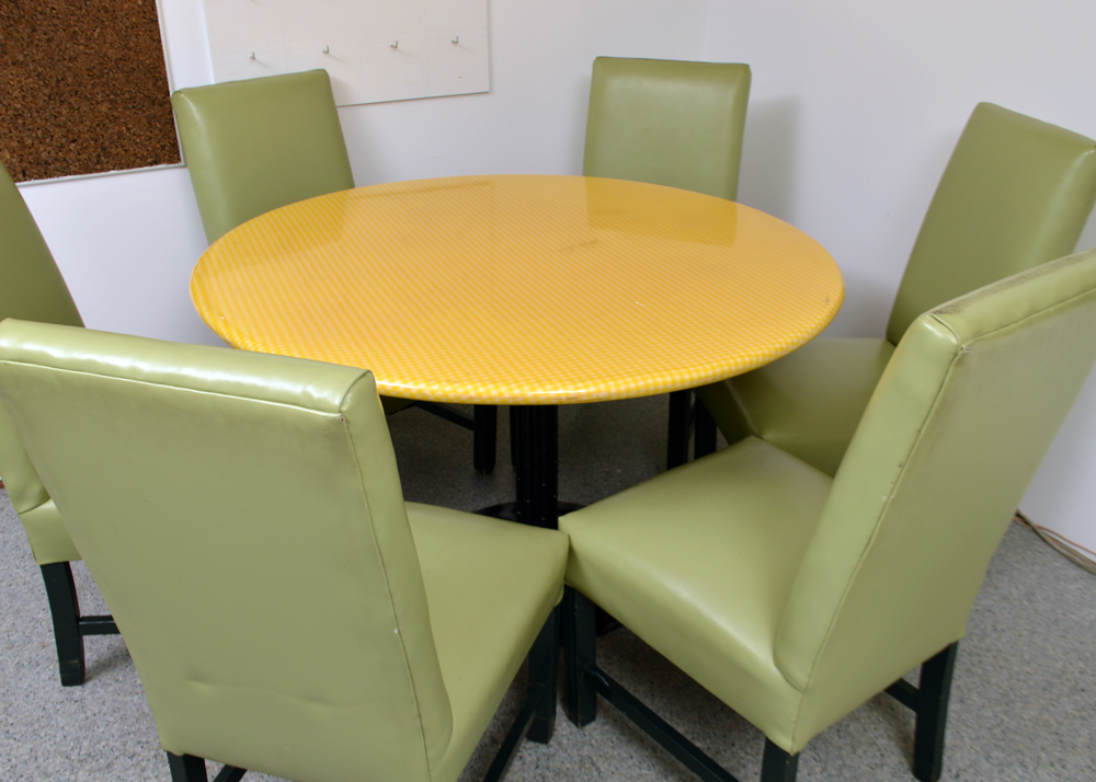 Green Vinyl Side Chairs and Table