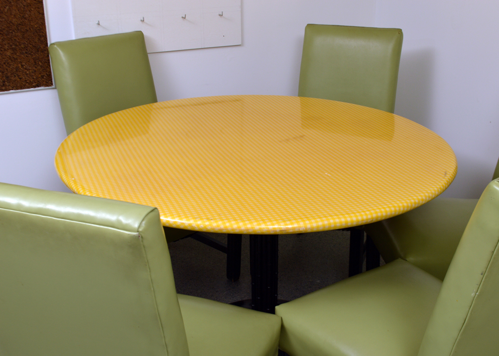 Green Vinyl Side Chairs and Table