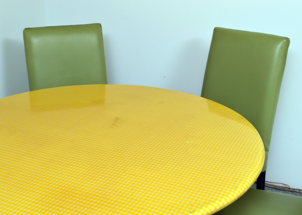 Green Vinyl Side Chairs and Table