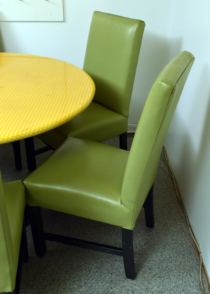 Green Vinyl Side Chairs and Table