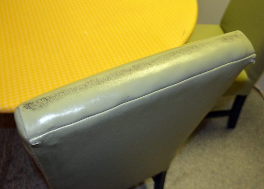 Green Vinyl Side Chairs and Table