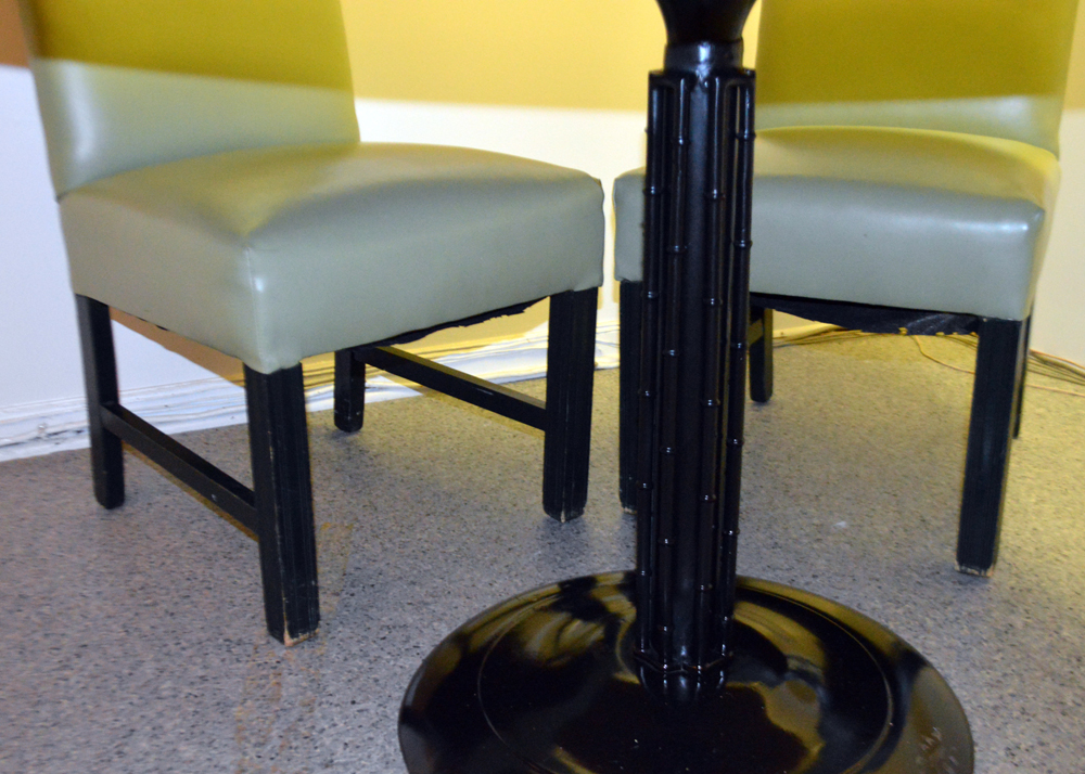 Green Vinyl Side Chairs and Table