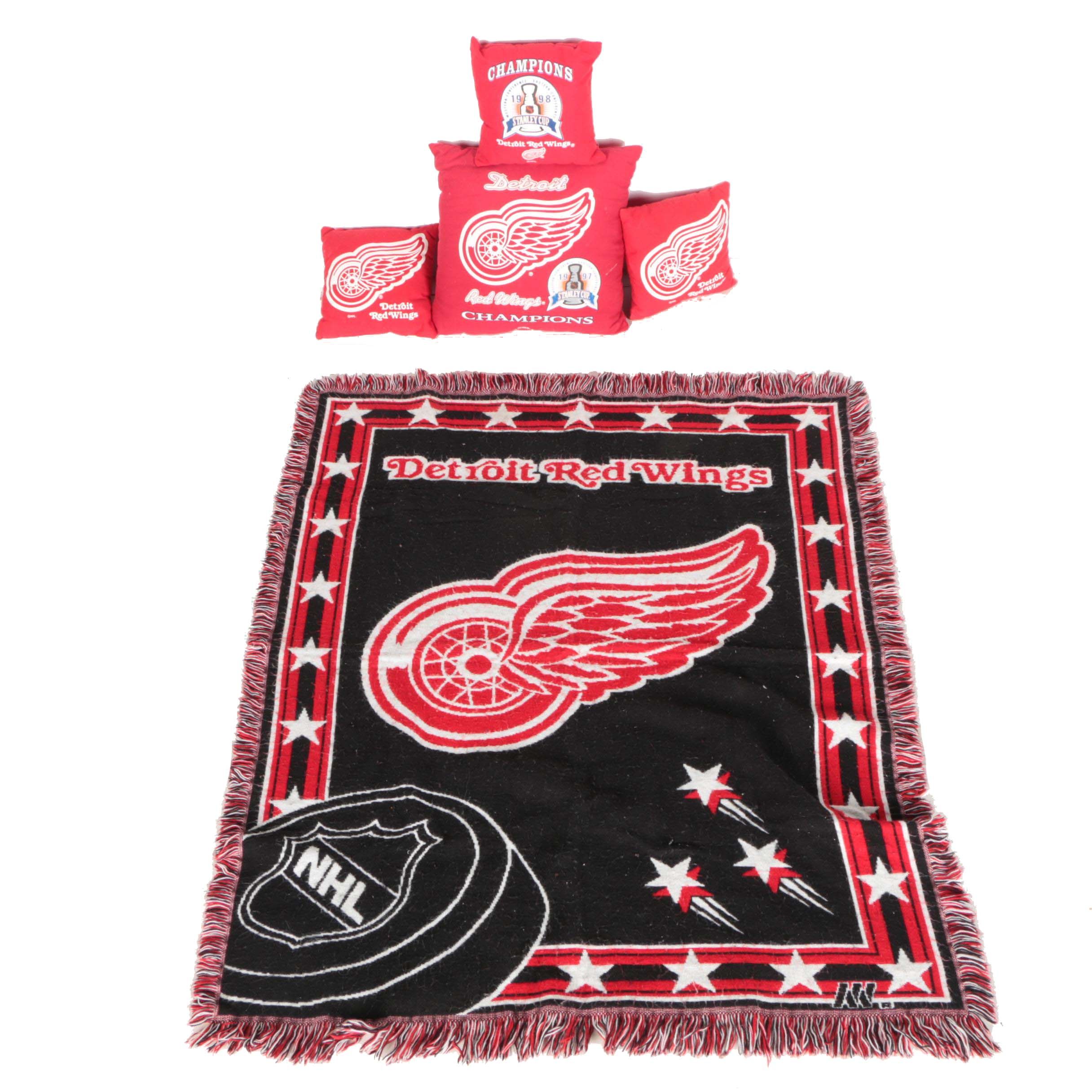 Collection of Detroit Red Wings Blanket and Pillows