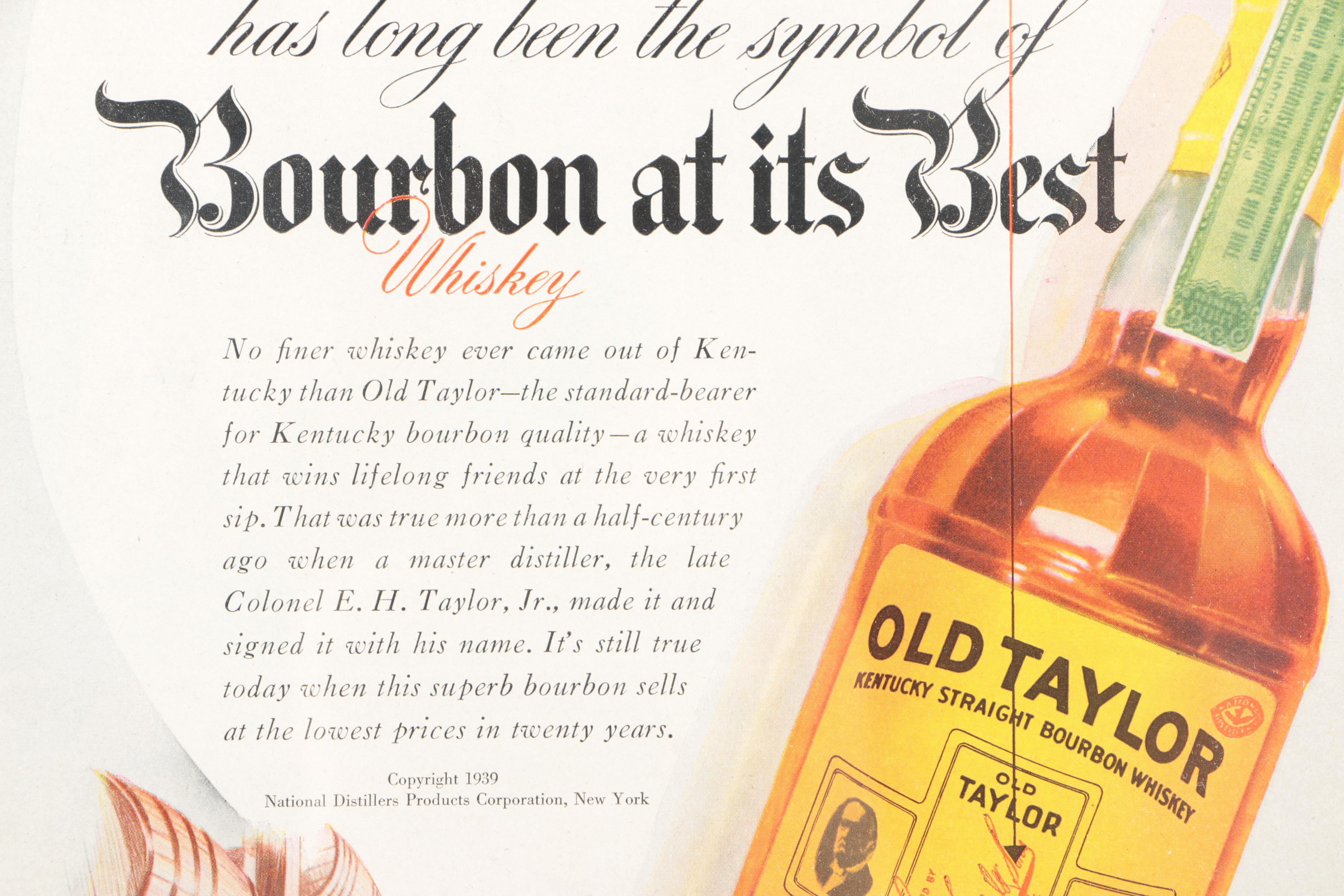 Vintage Original Magazine Advertisement for Old Taylor Bourbon
