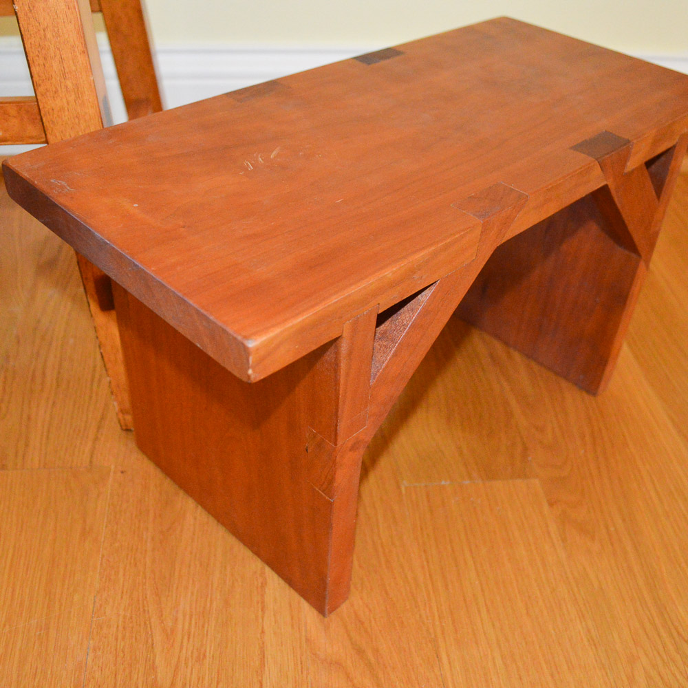 Oak Counter Stool and Footstool