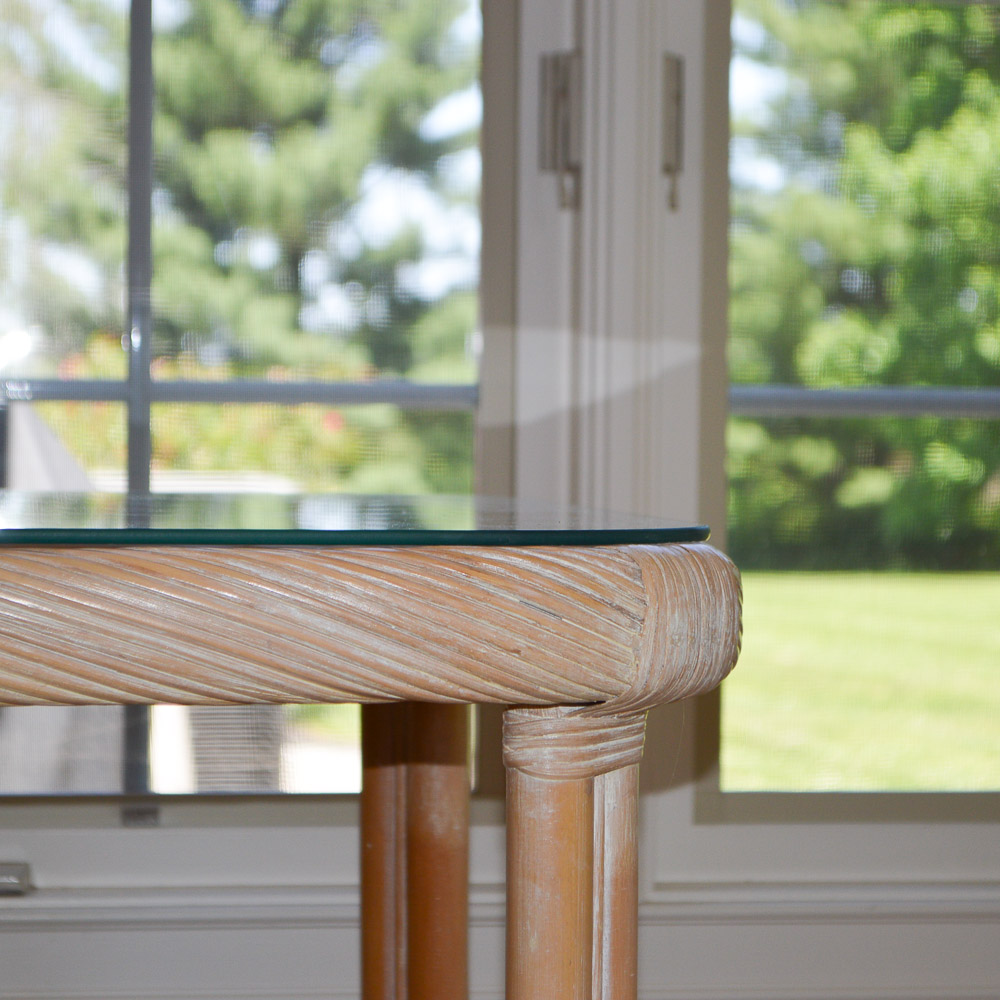 Faux Bamboo and Glass Top Side Table