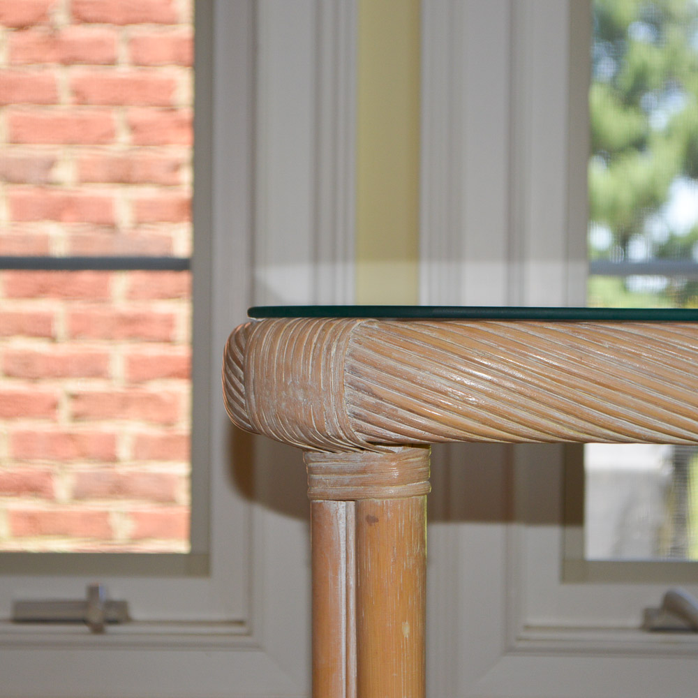 Faux Bamboo and Glass Top Side Table