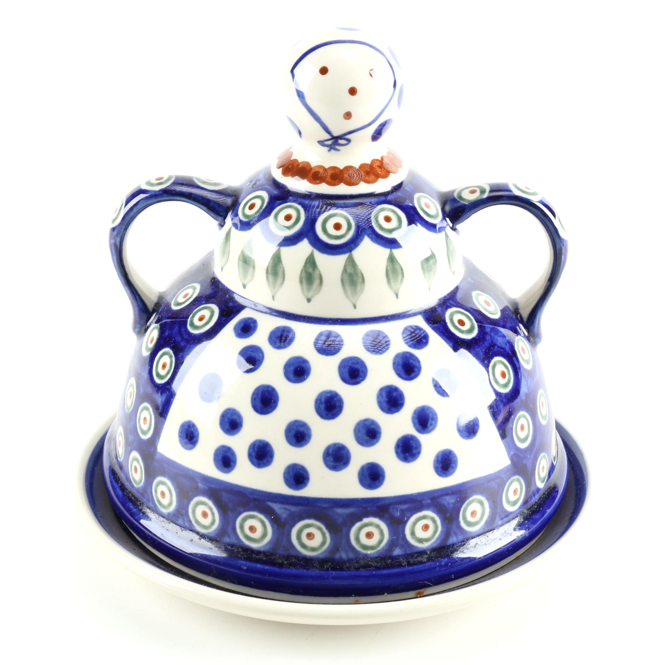 Zaklady Ceramiczne Boleslawiec "Cheese Lady" Covered Dish