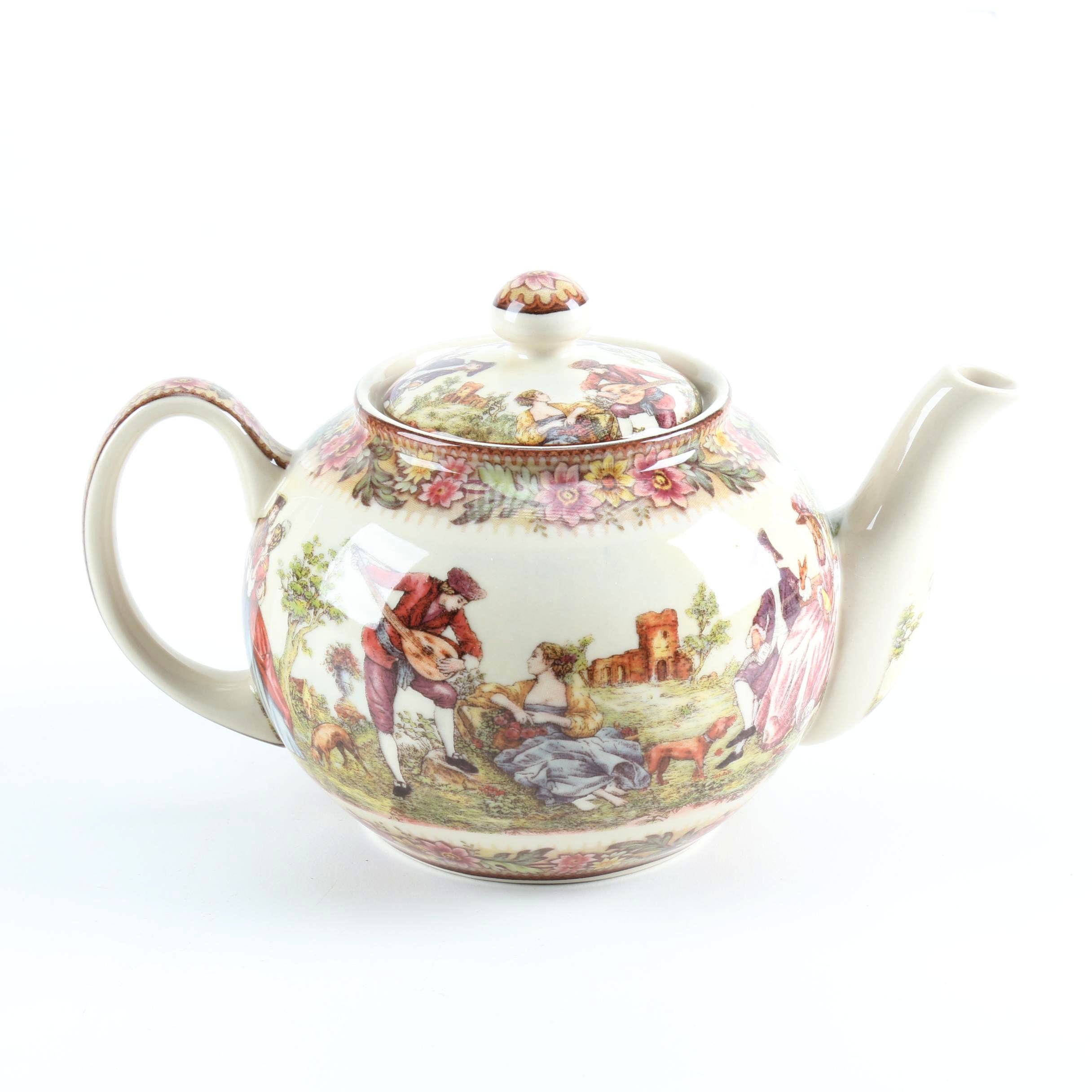 Transfer Decorated Ceramic Teapot