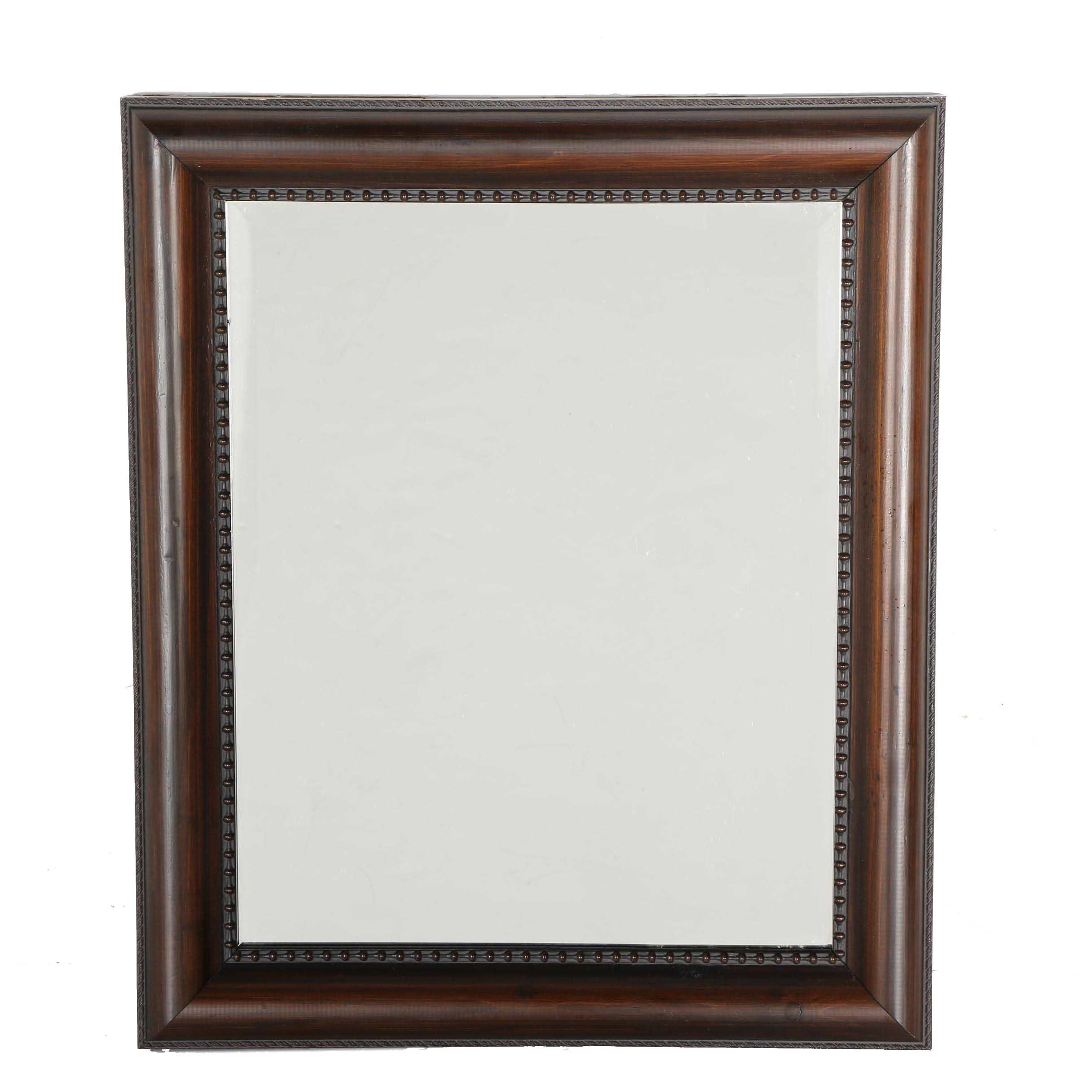 Wall Mirror with Smooth Brown Wooden Frame