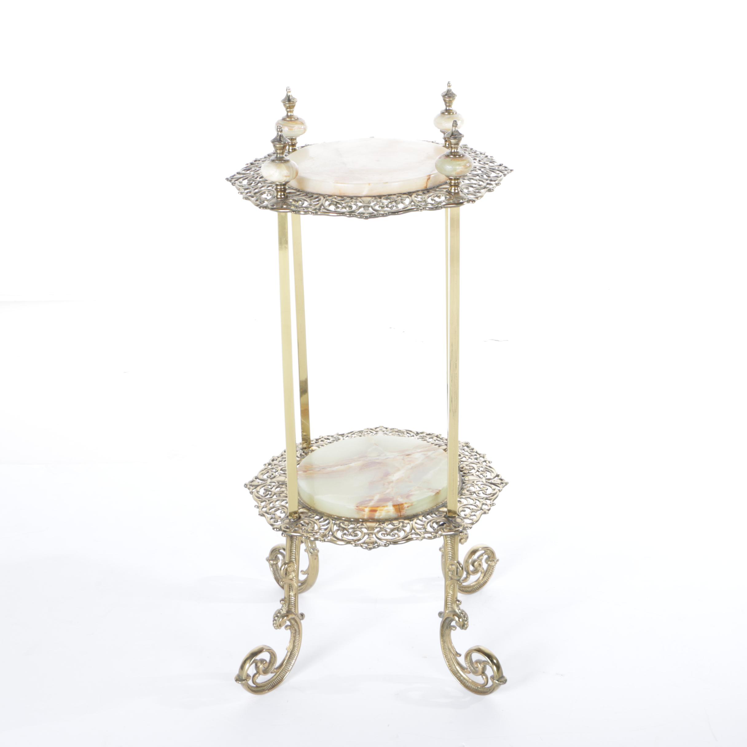 Brass and Stone Plant Stand