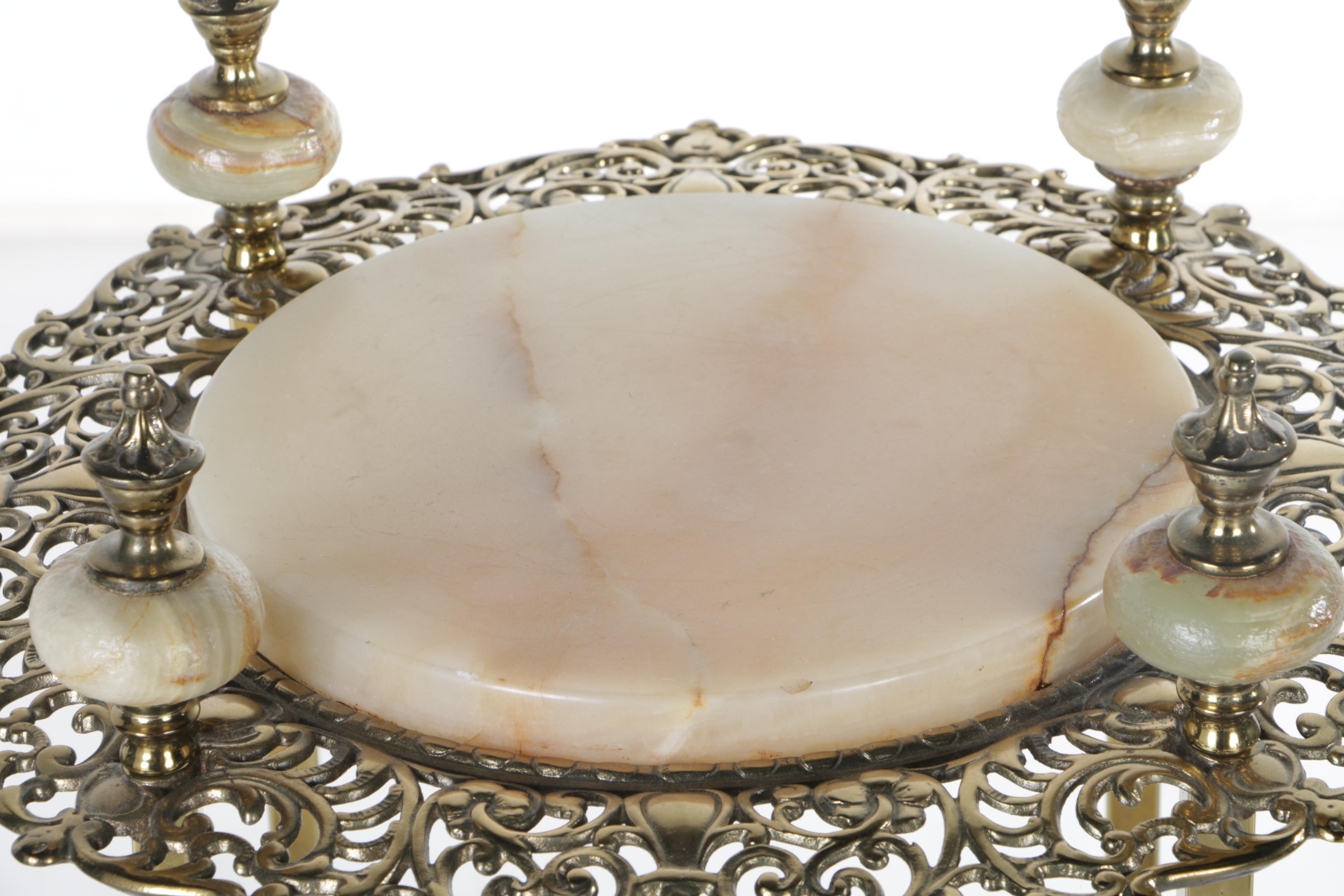 Brass and Stone Plant Stand