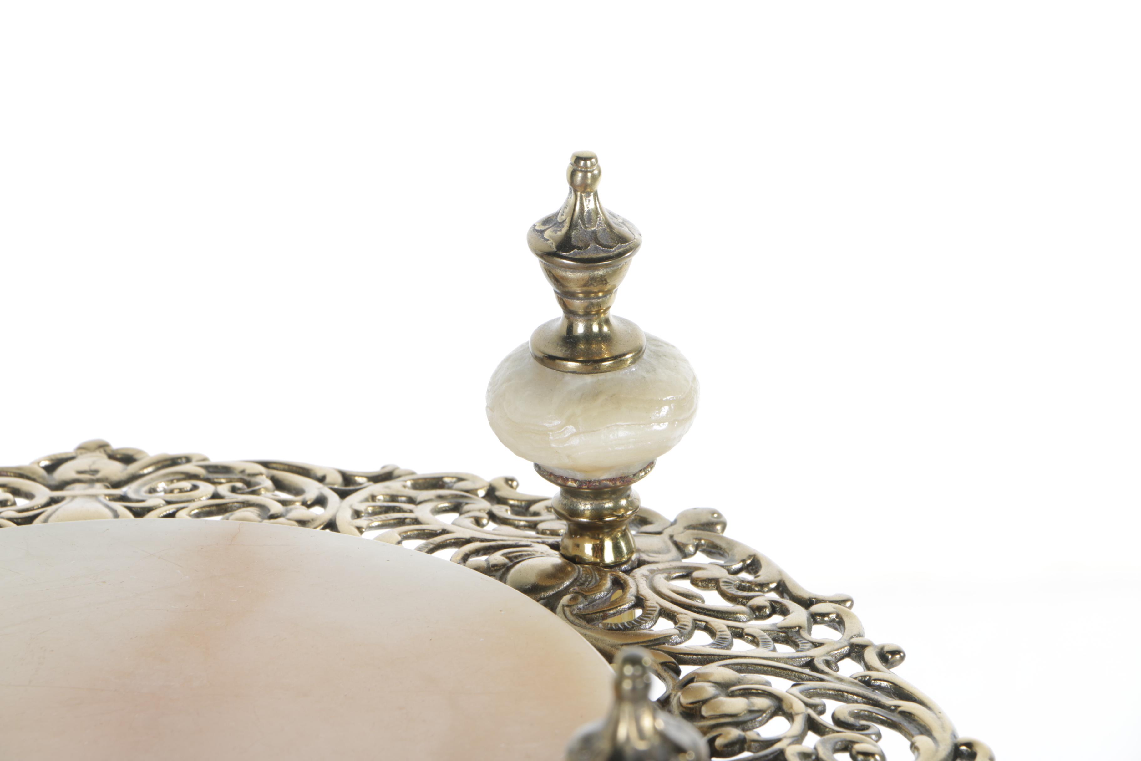 Brass and Stone Plant Stand