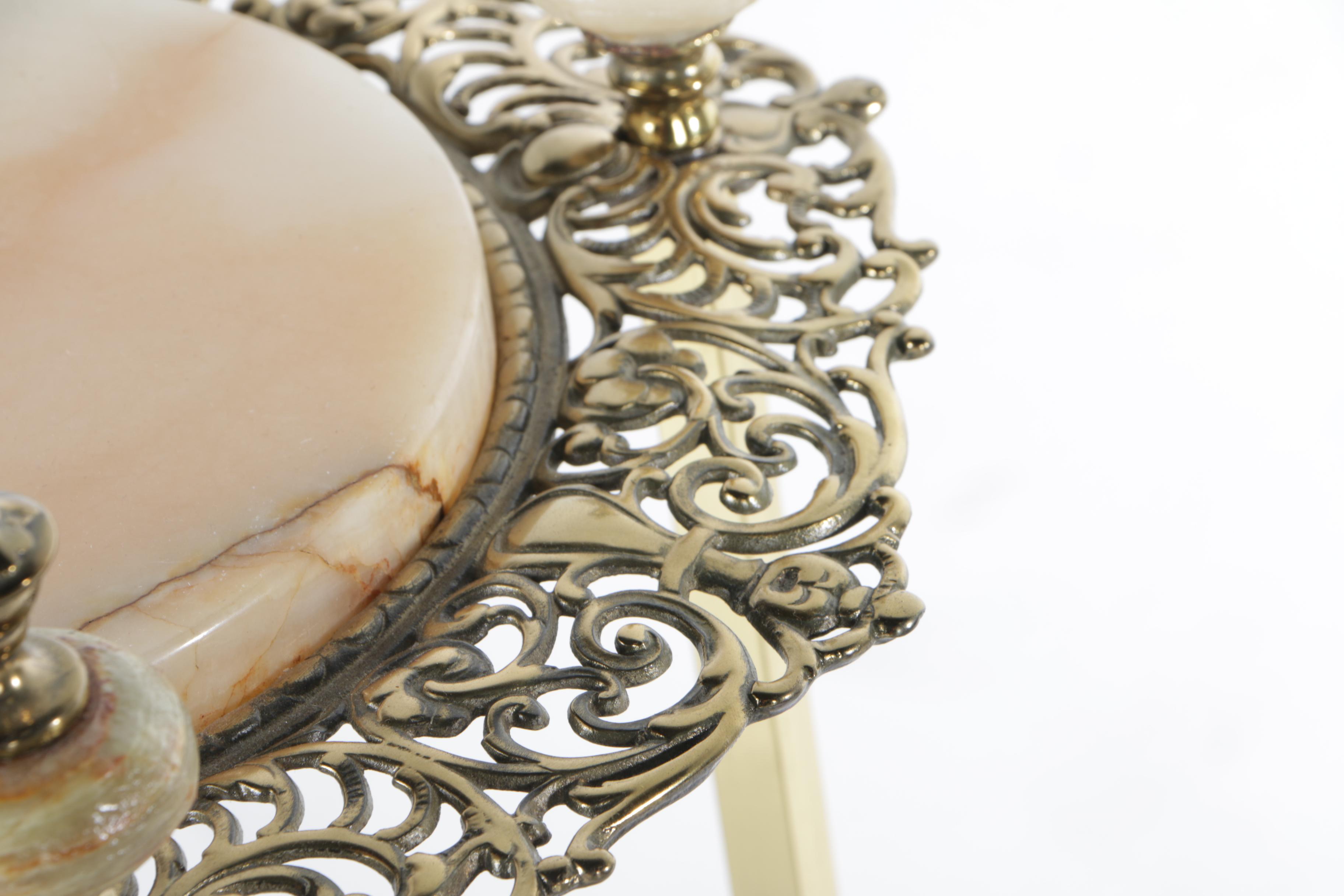 Brass and Stone Plant Stand