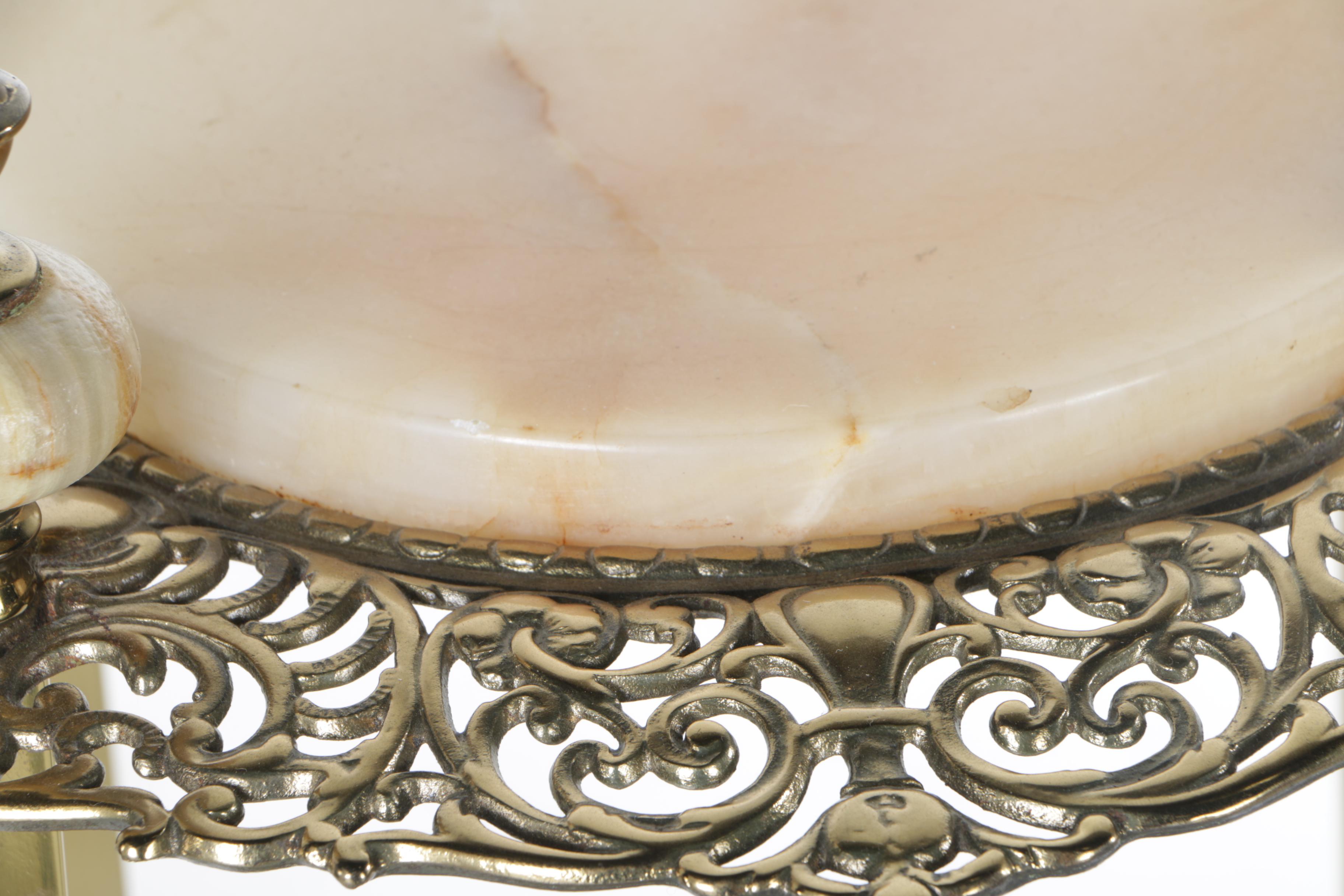 Brass and Stone Plant Stand