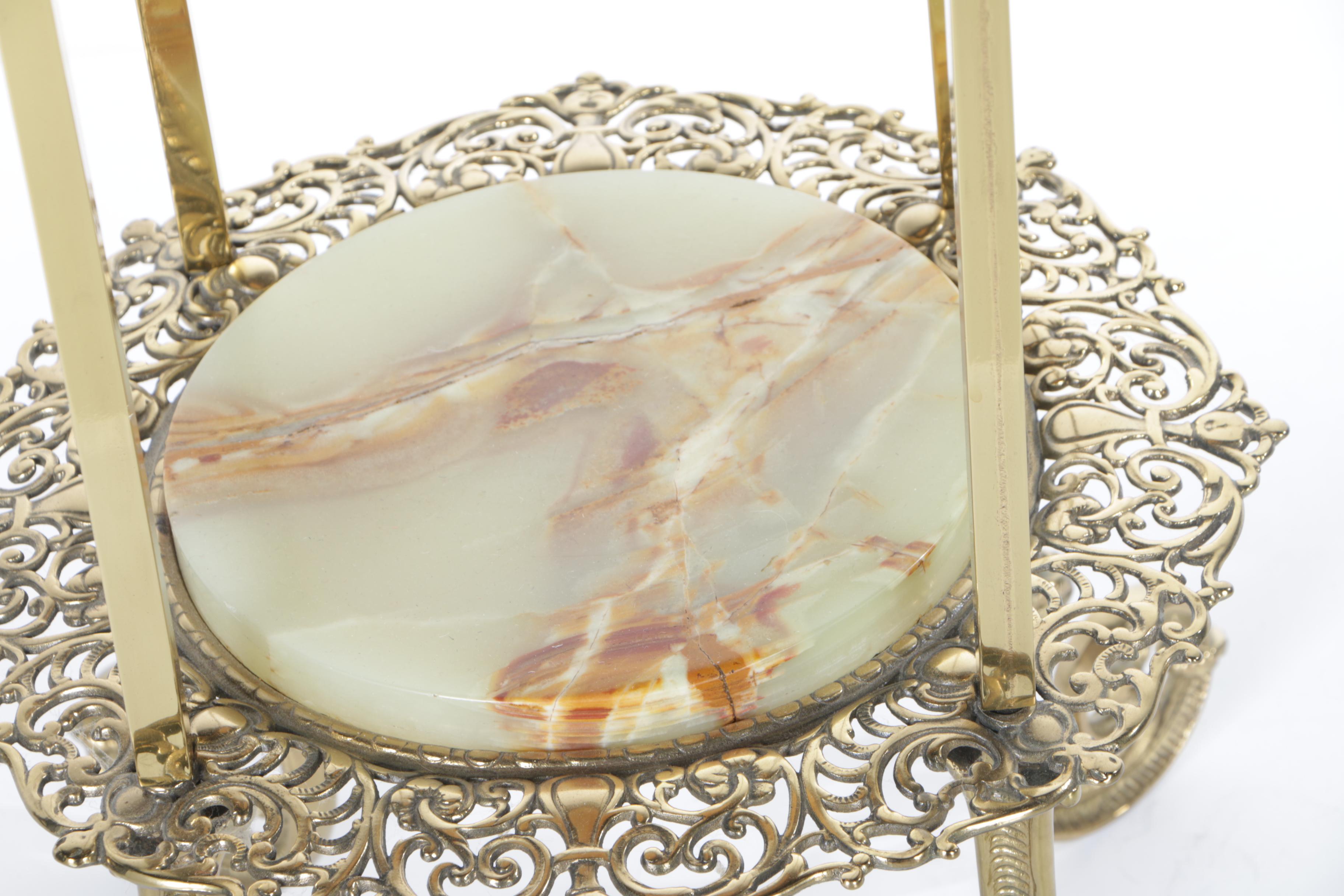 Brass and Stone Plant Stand